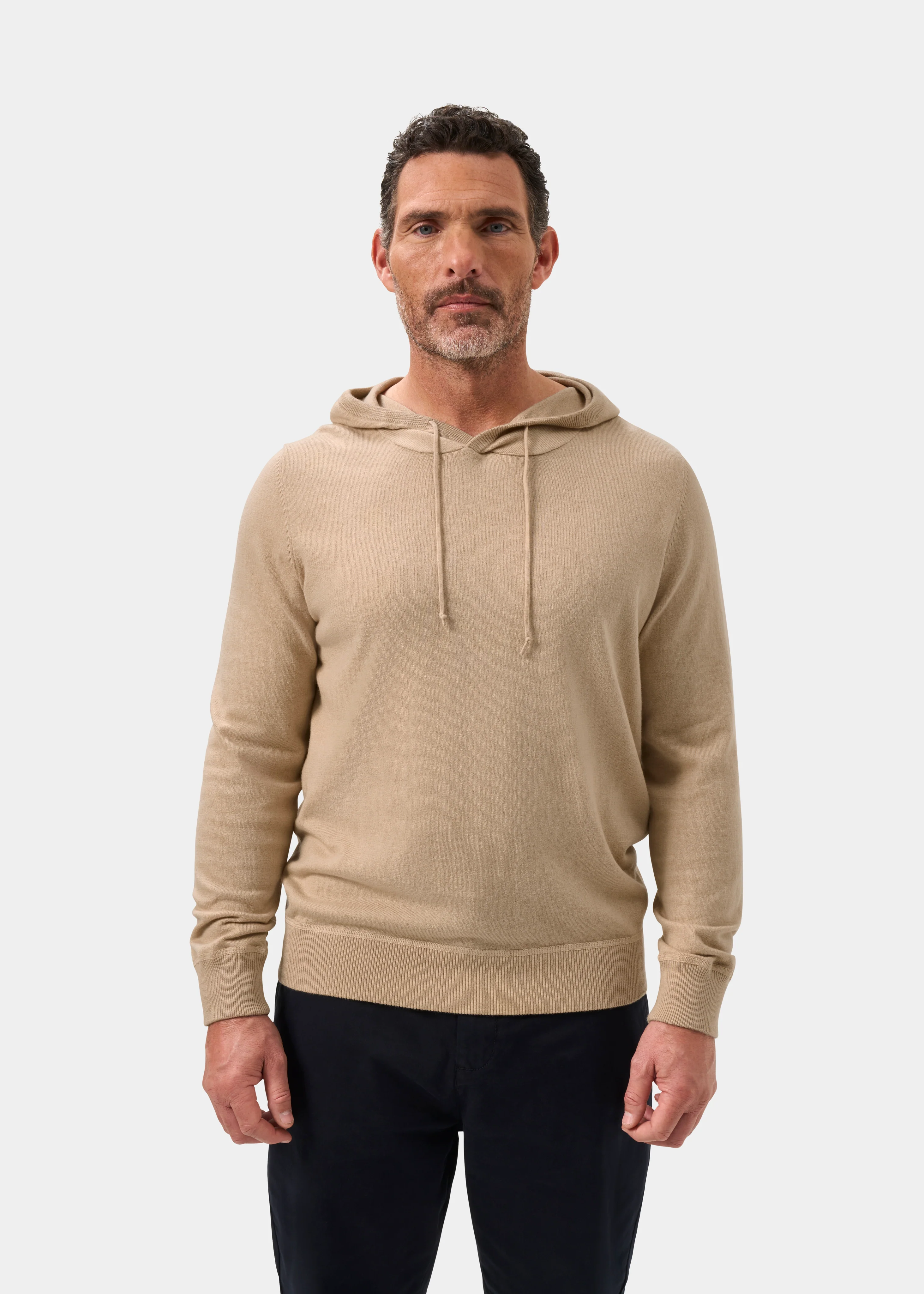 Gaisby Cotton Merino Hoodie in Oatmeal - Image 5