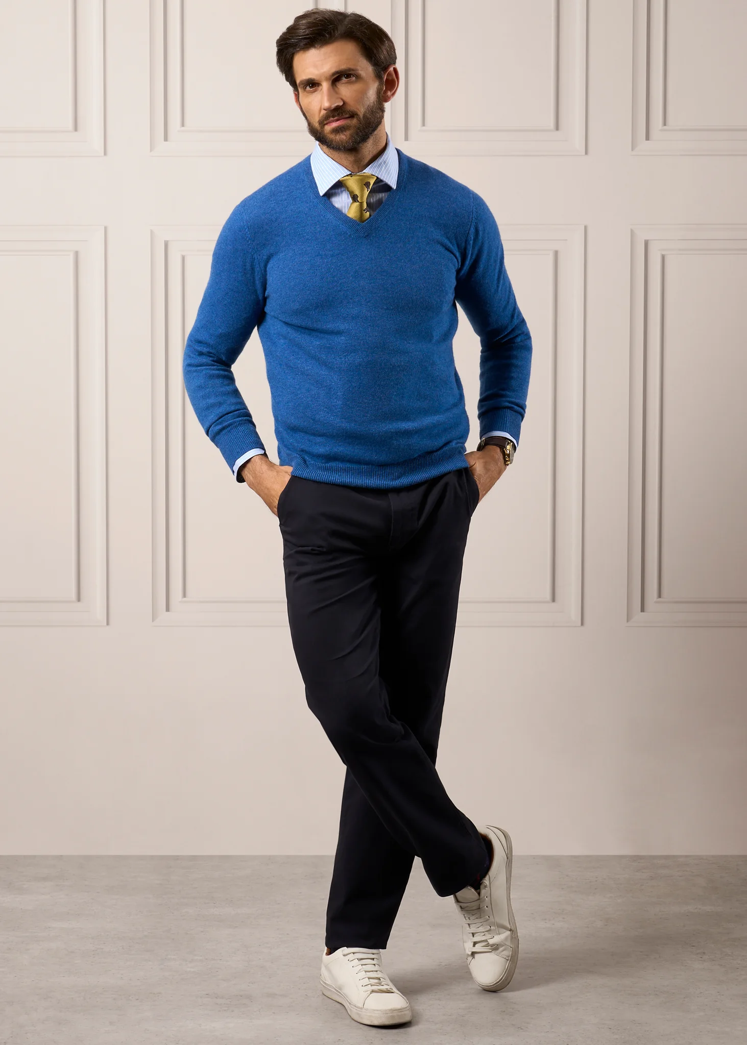Haddington Cashmere Jumper in Denim - Regular Fit - Image 3