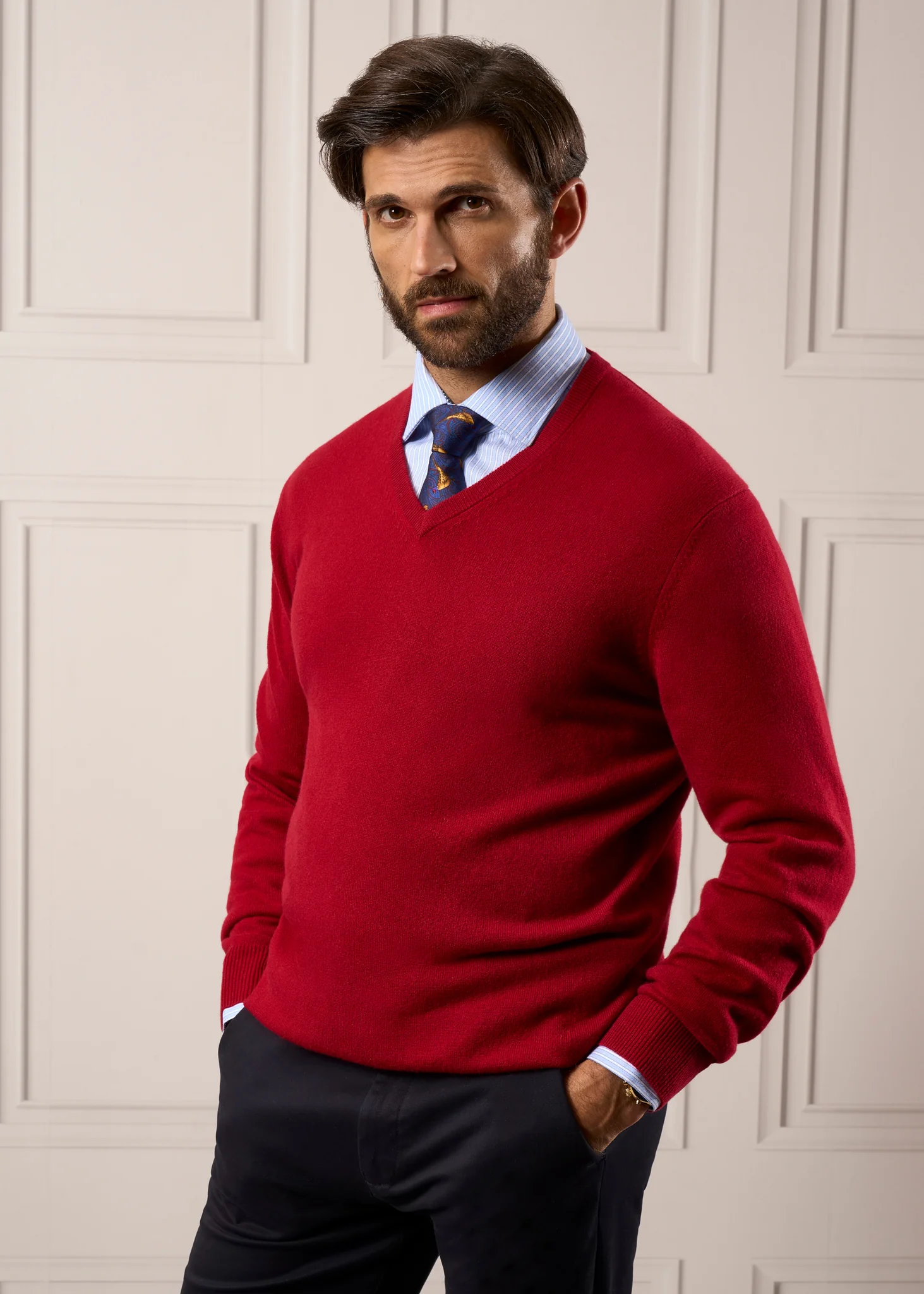 Haddington Cashmere Jumper in Ruby - Regular Fit - Image 2