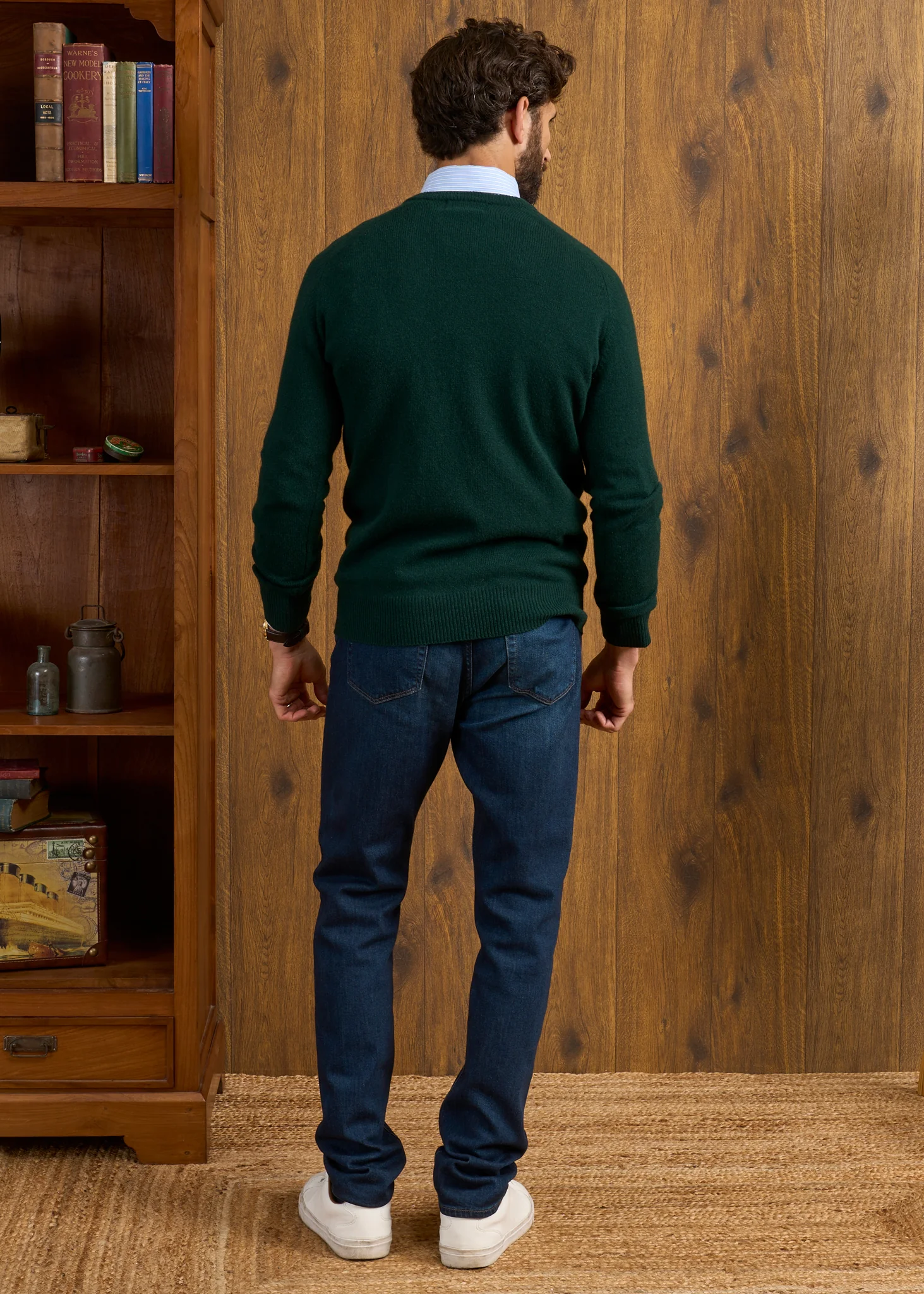 Hampshire Lambswool Jumper in Tartan Green - Classic Fit - Image 7