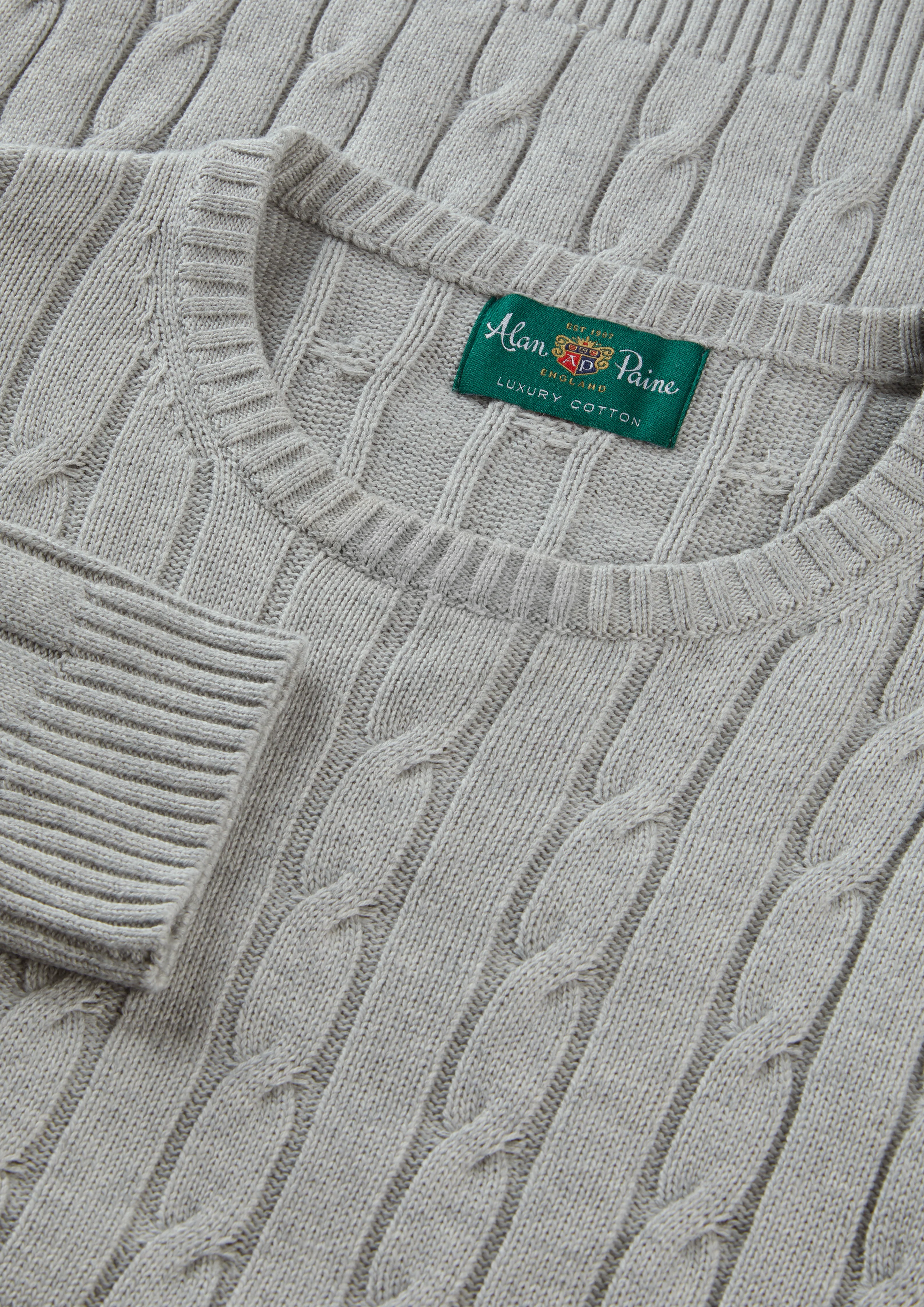 Honley Cotton Cashmere Cable Knit Jumper In Dove - Image 4