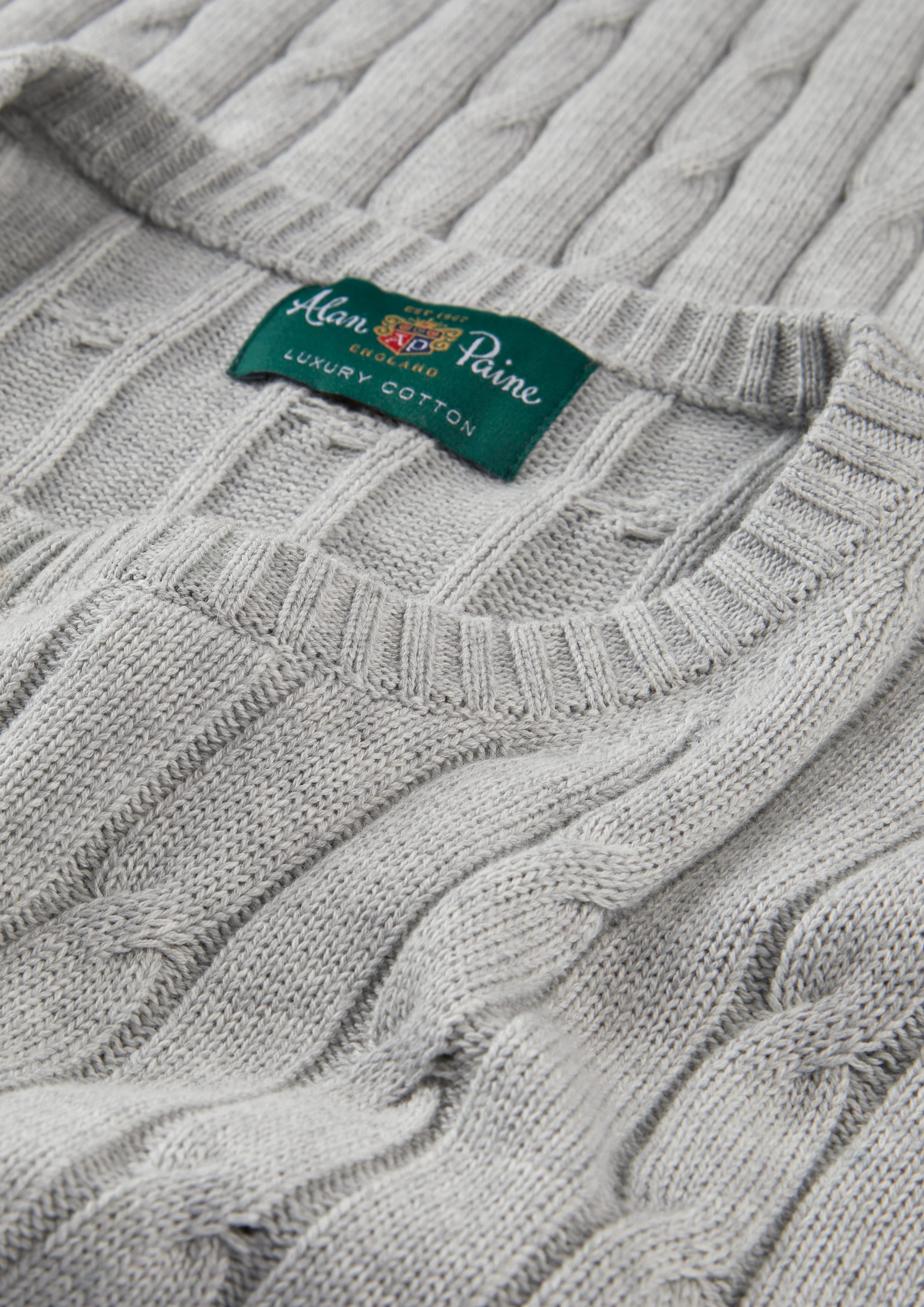 Honley Cotton Cashmere Cable Knit Jumper In Dove - Image 7