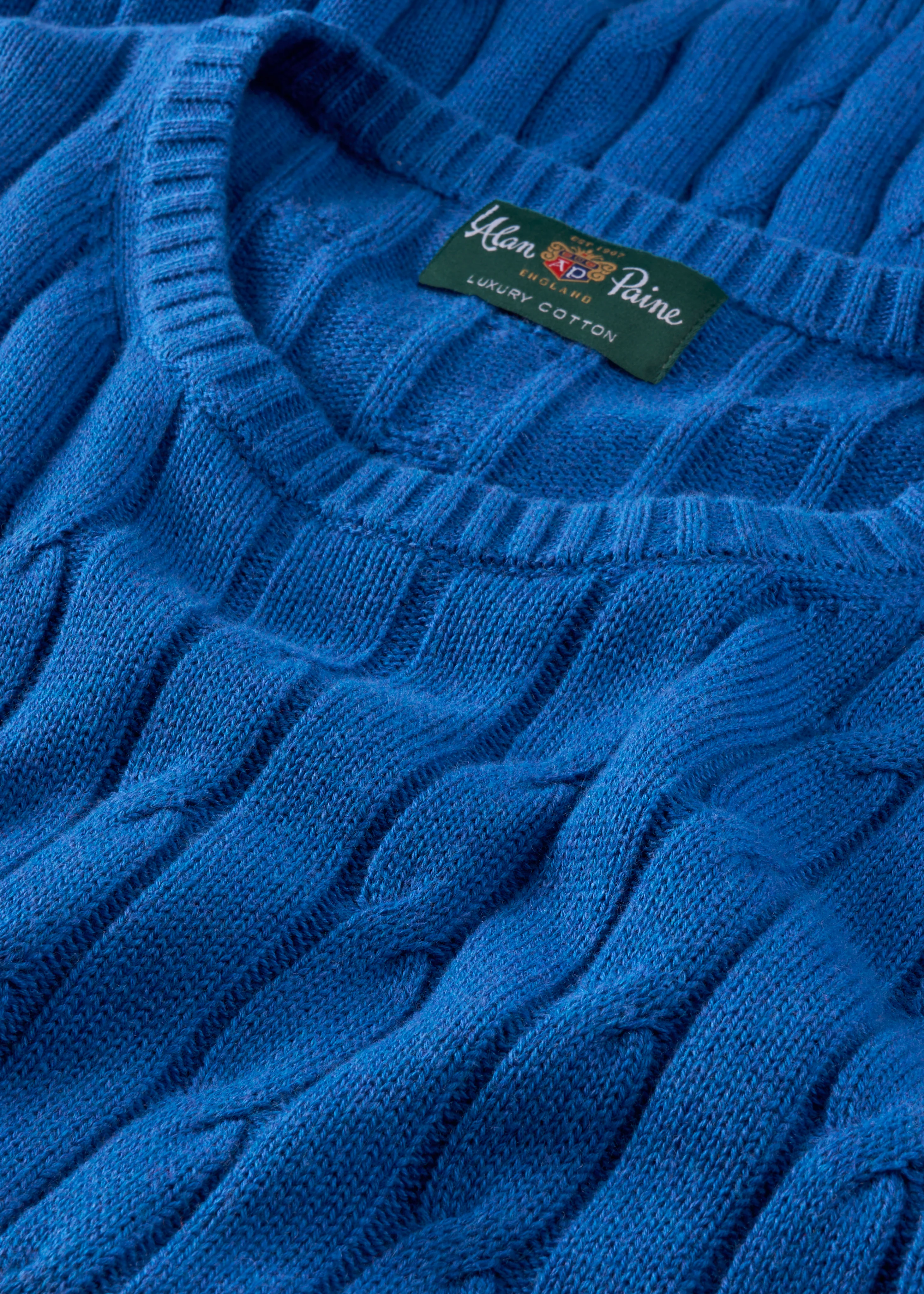 Honley Cotton Cashmere Cable Knit Jumper In Regatta - Image 3