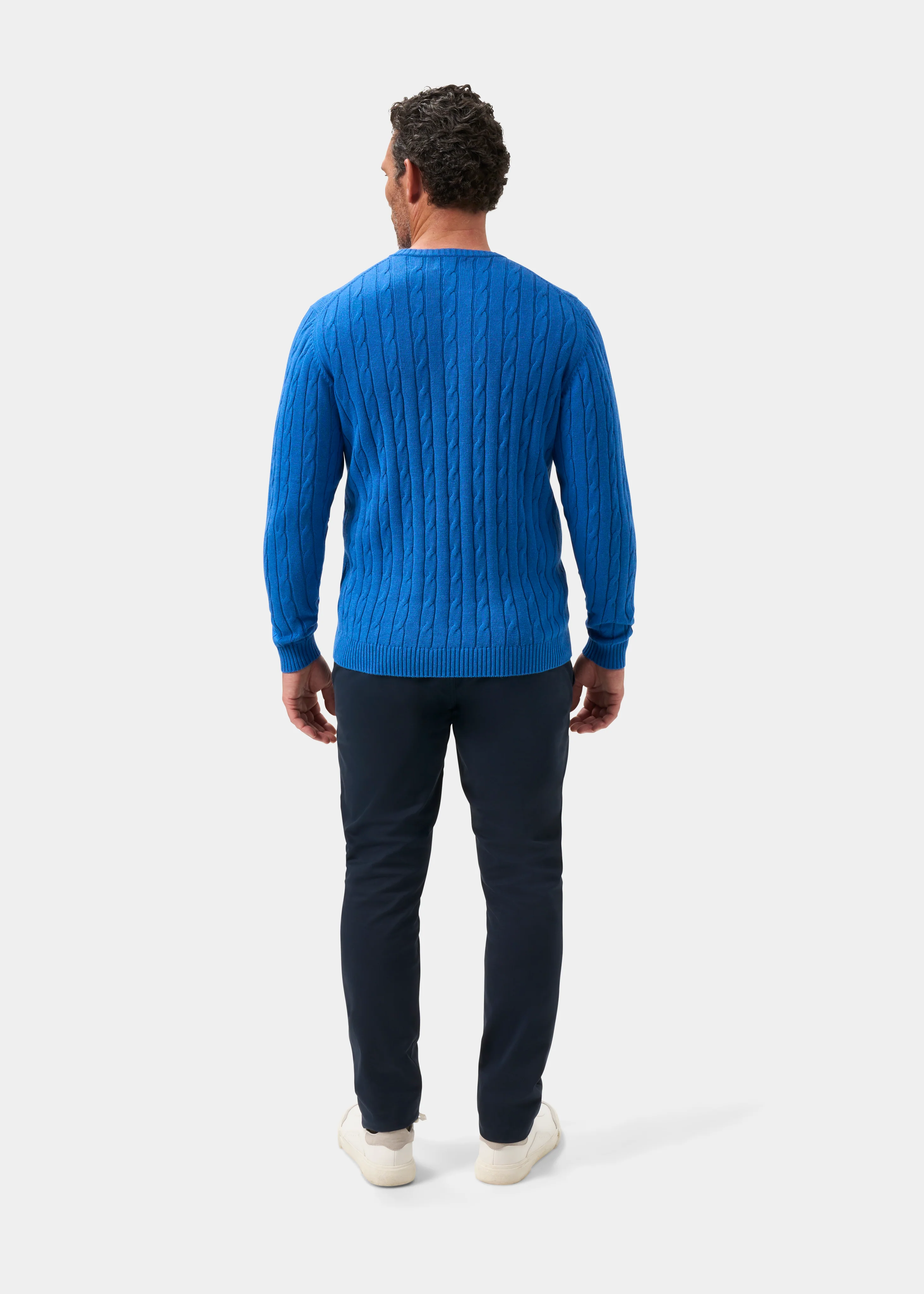 Honley Cotton Cashmere Cable Knit Jumper In Regatta - Image 7