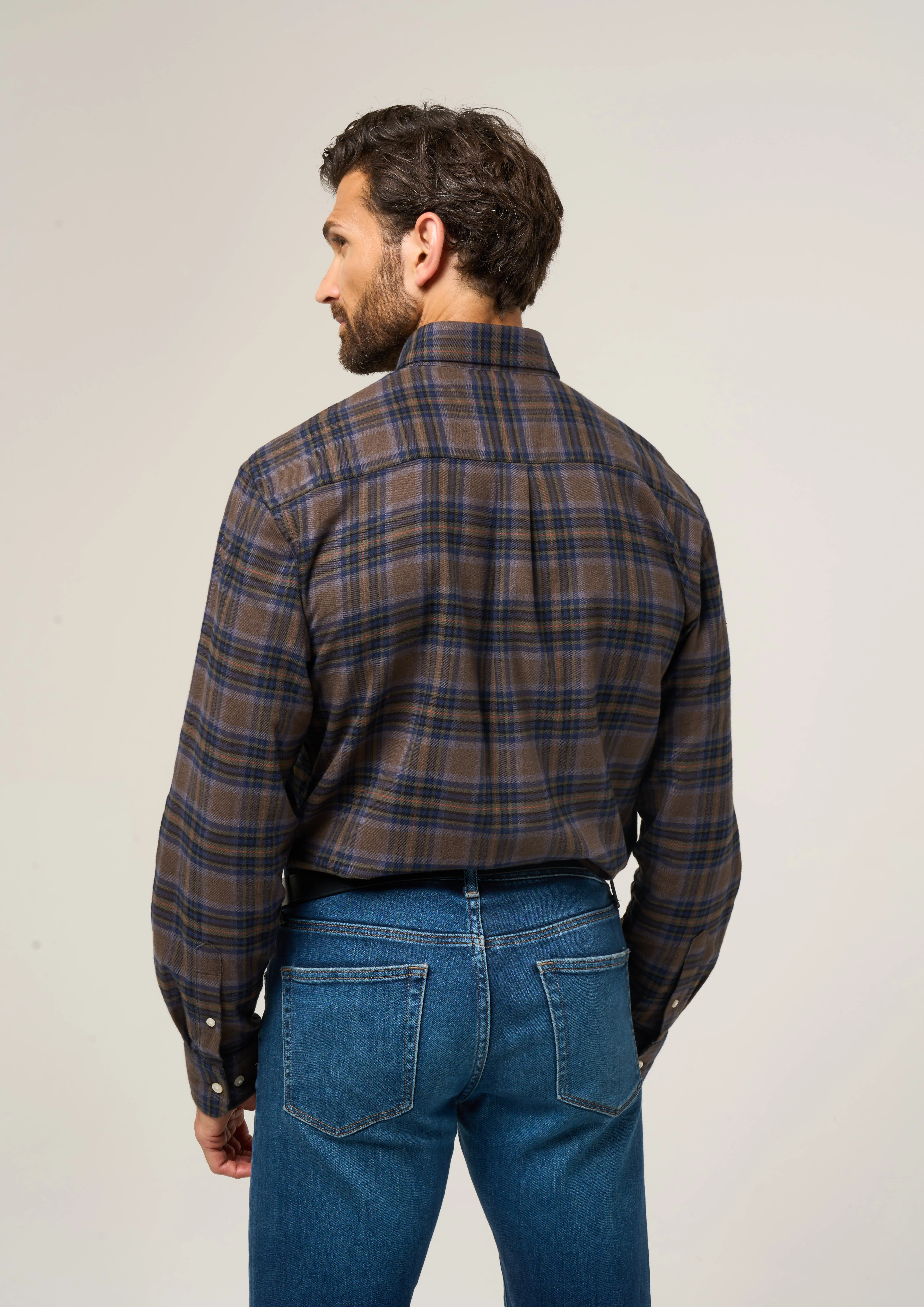 Ilkley Flannel Green Check Shirt - Shooting Fit - Image 4