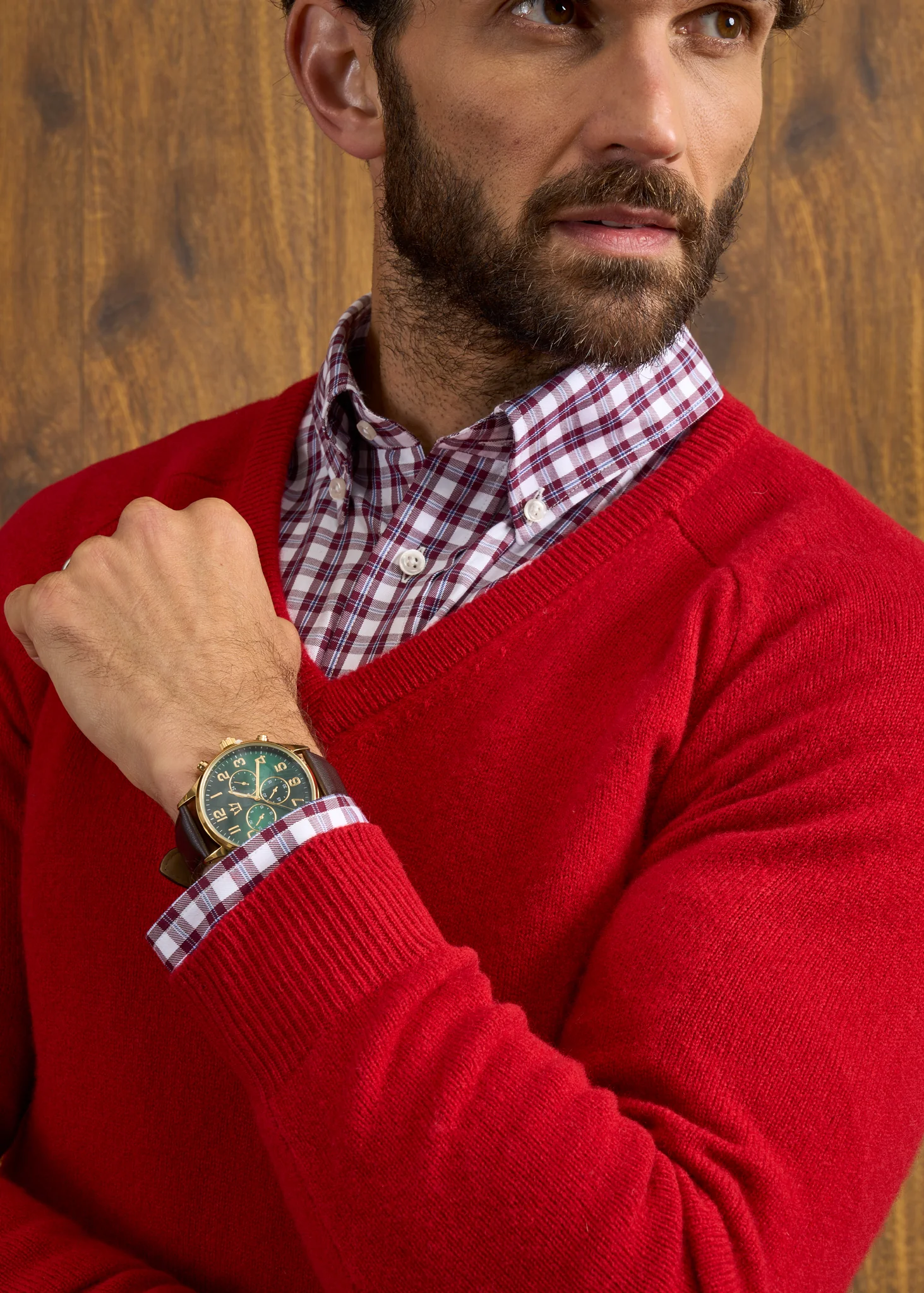 Kilsyth Men's Lambswool Jumper in Dubonnet - Regular Fit - Image 7