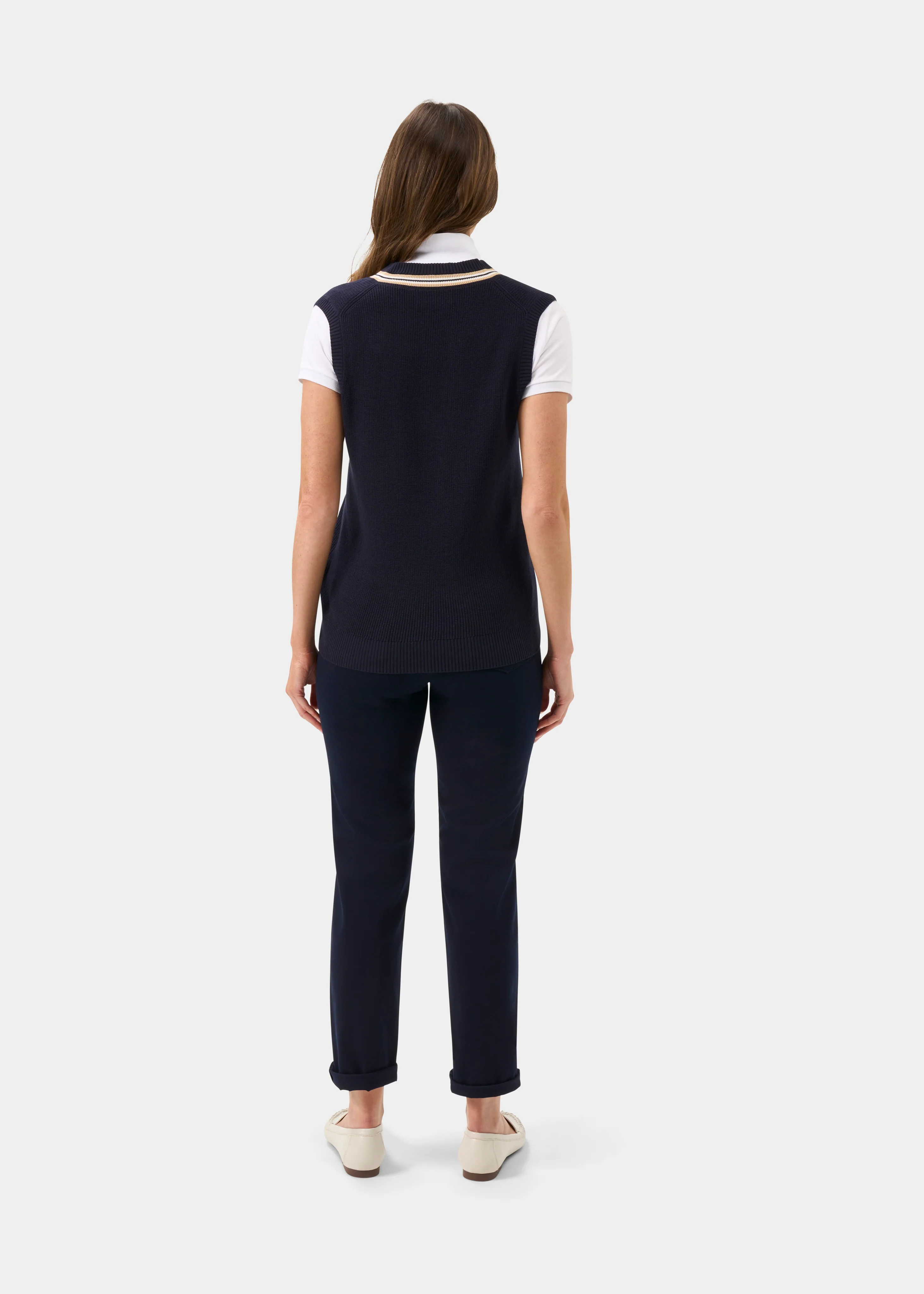 Ladies Cotton Cricket Slipover In Dark Navy - Image 7
