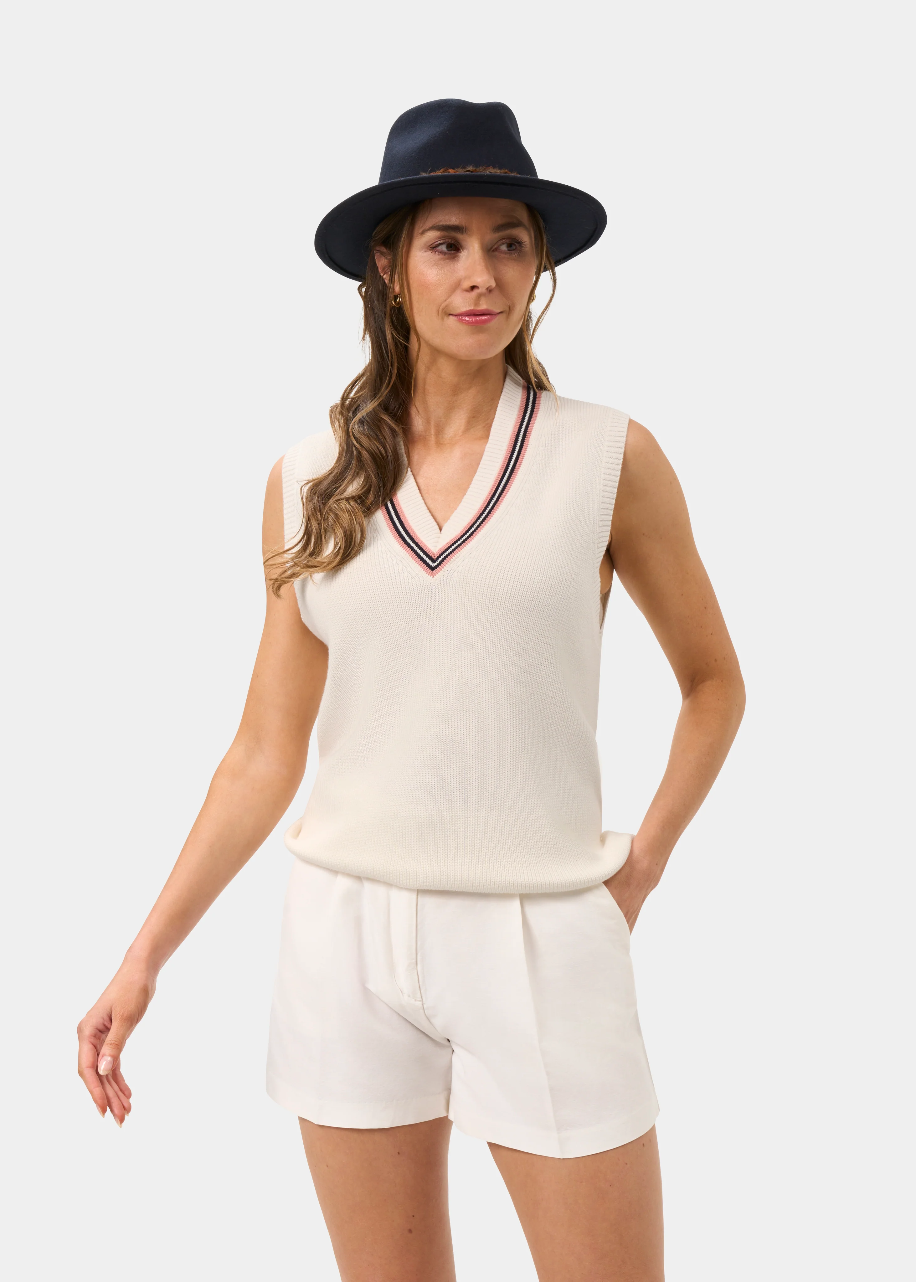 Ladies Cotton Cricket Slipover In Ecru - Image 5