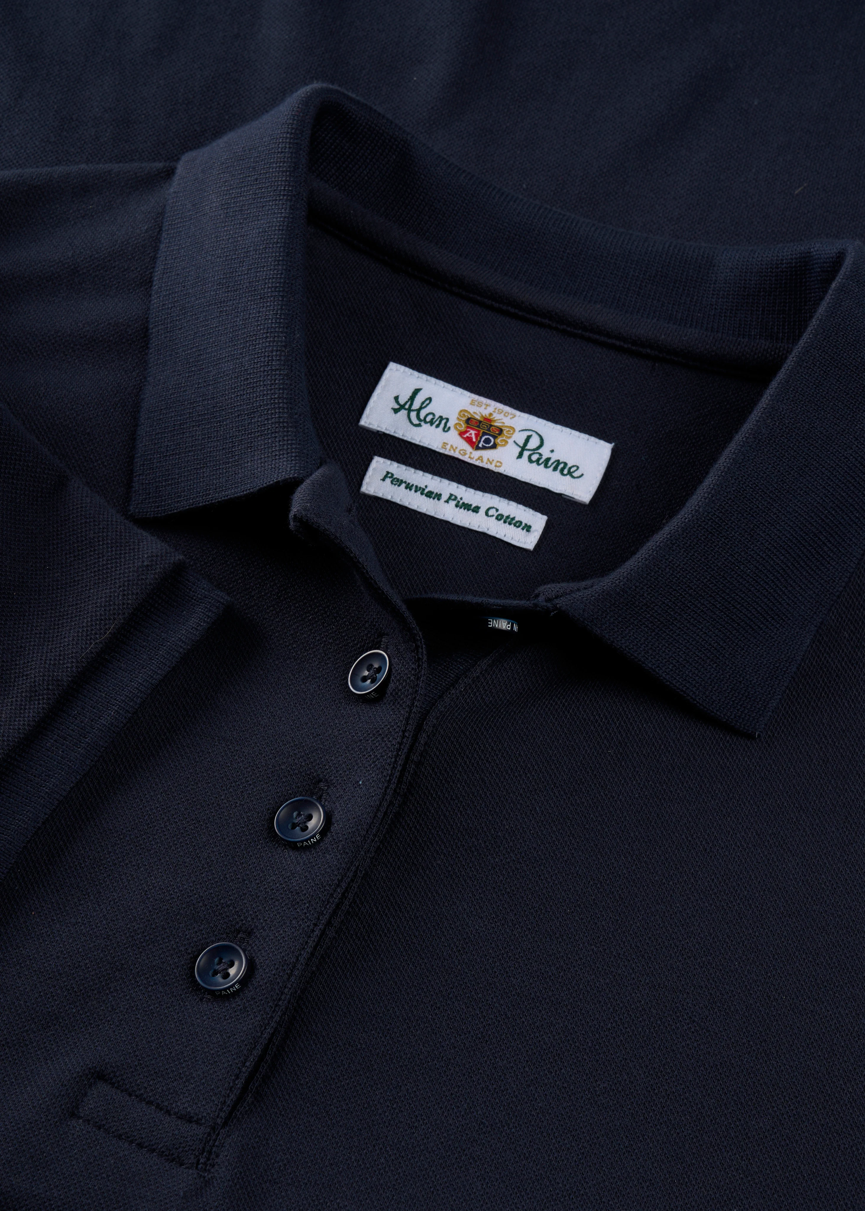 Ladies Pique Polo Shirt In Navy - Image 3
