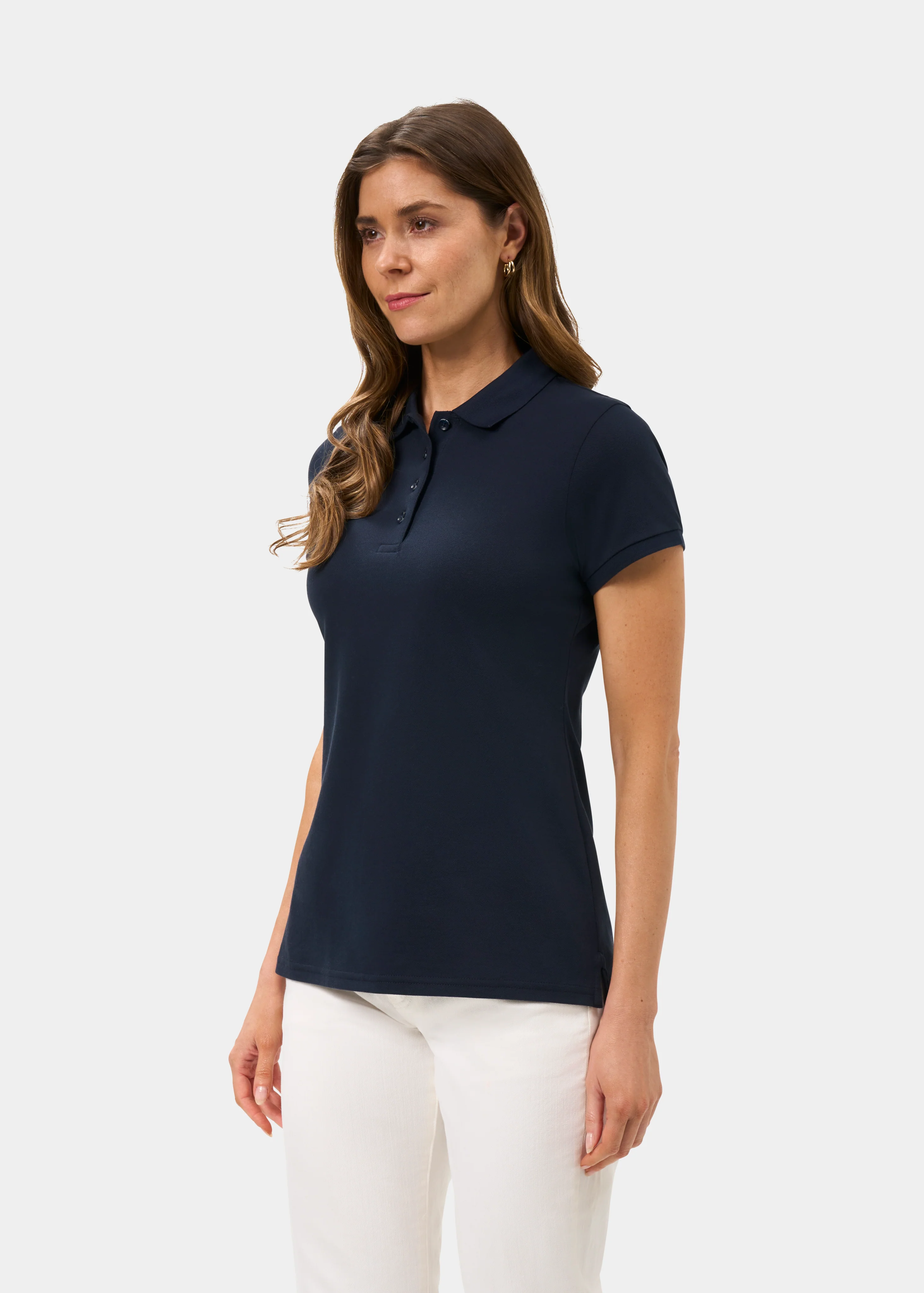 Ladies Pique Polo Shirt In Navy - Image 6