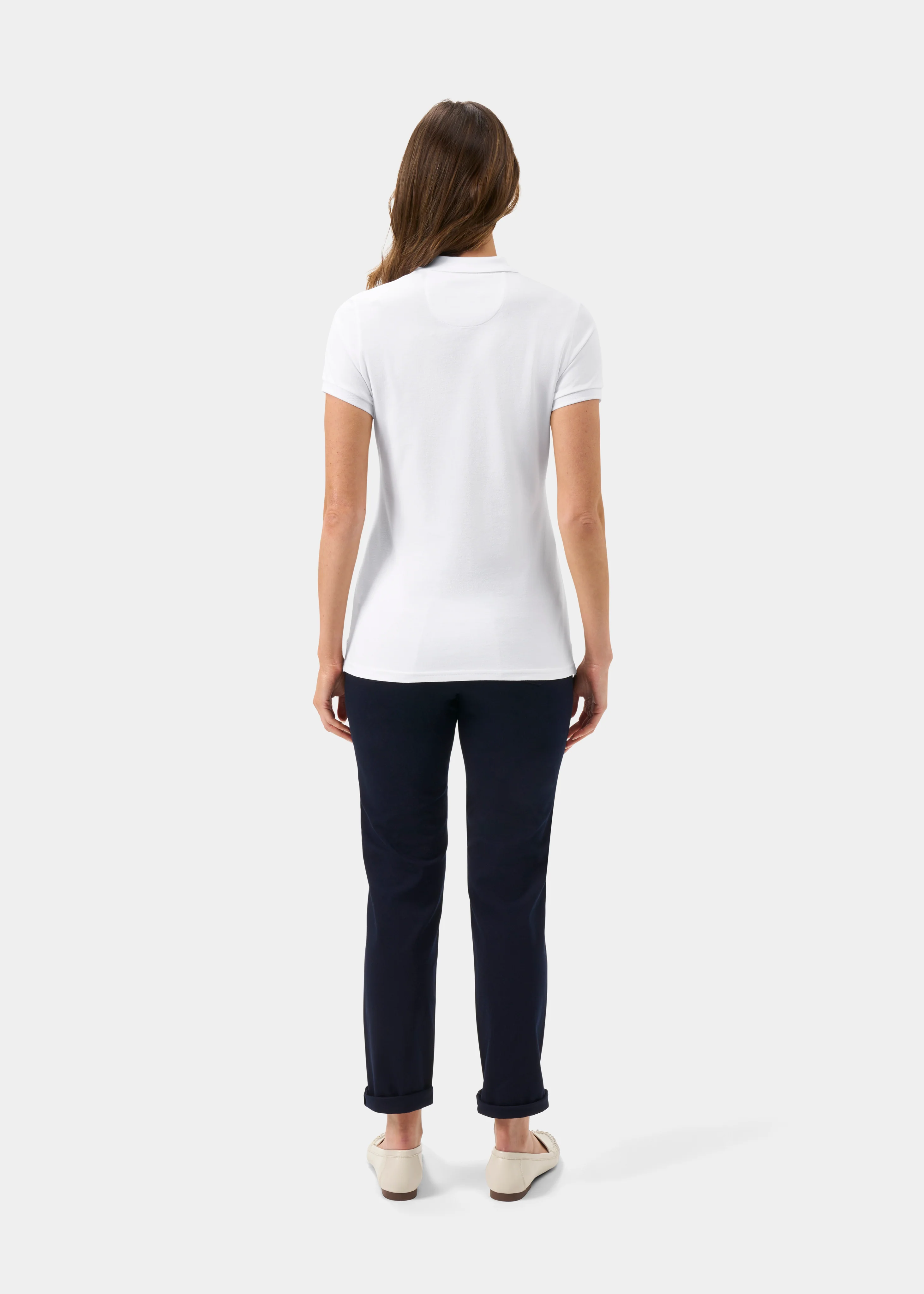 Ladies Pique Polo Shirt In White - Image 7