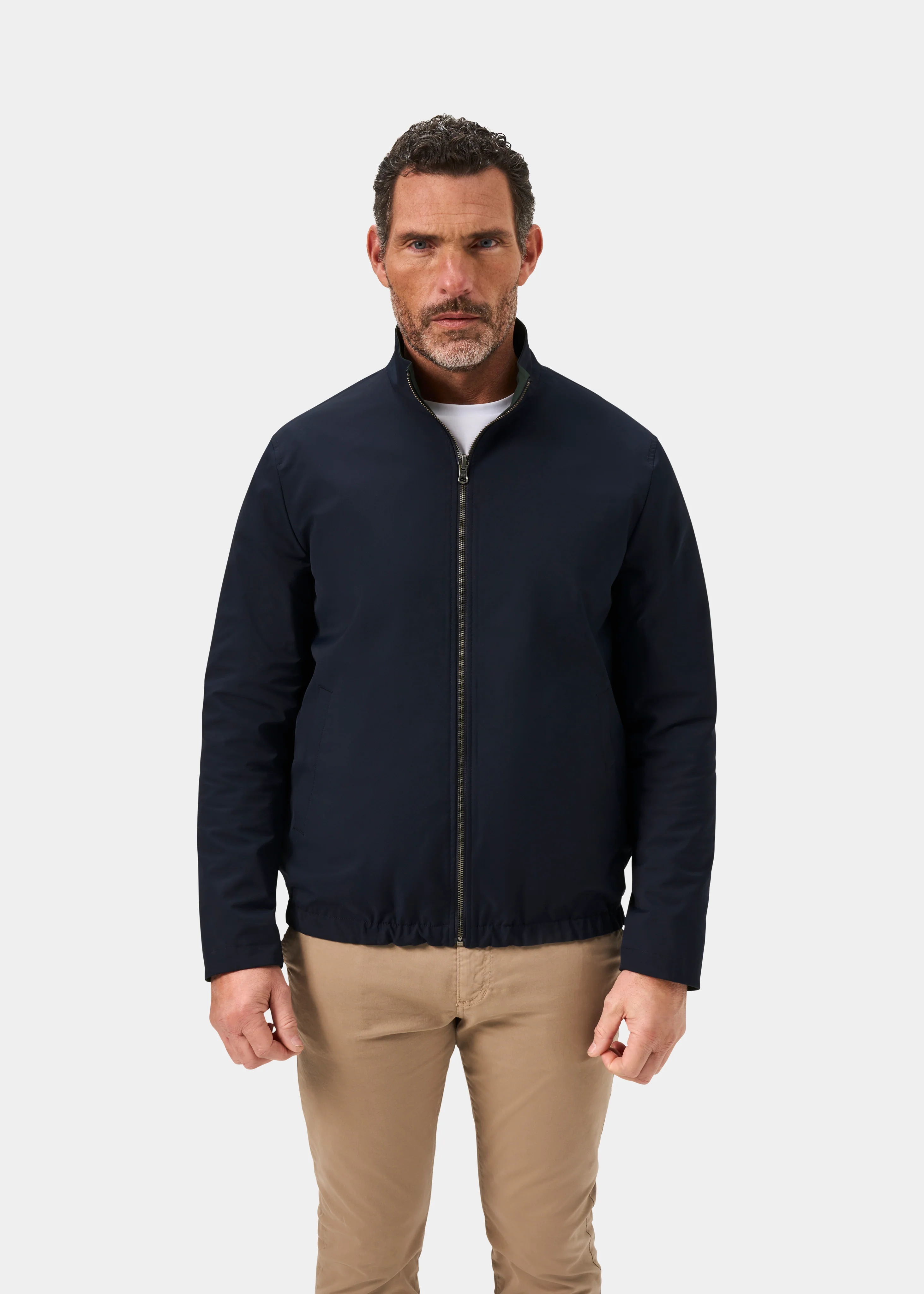 Lakeward Men's Reversible Bomber Jacket In Green and Navy - Image 9
