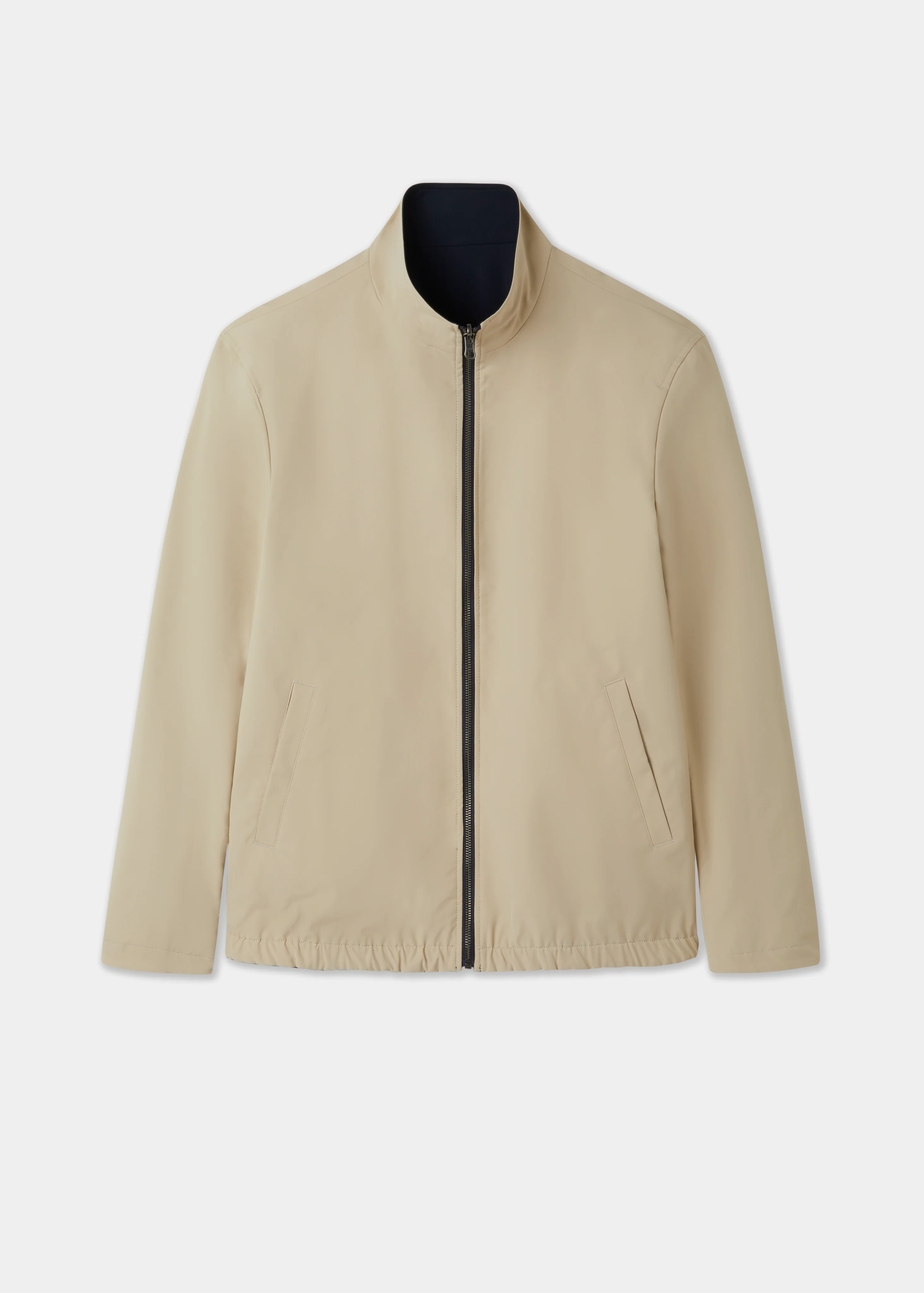 Lakeward Men's Reversible Bomber Jacket In Navy and Beige - Image 3