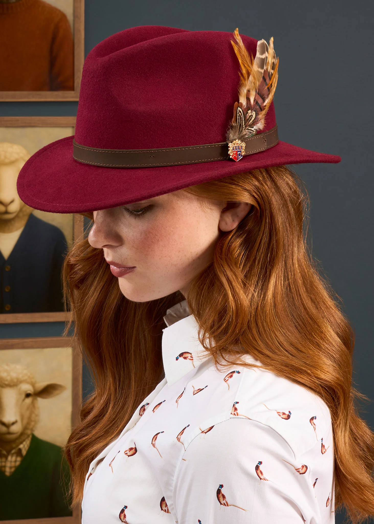 Lawen Ladies Printed Cotton Shirt - Pheasant Design - Image 3