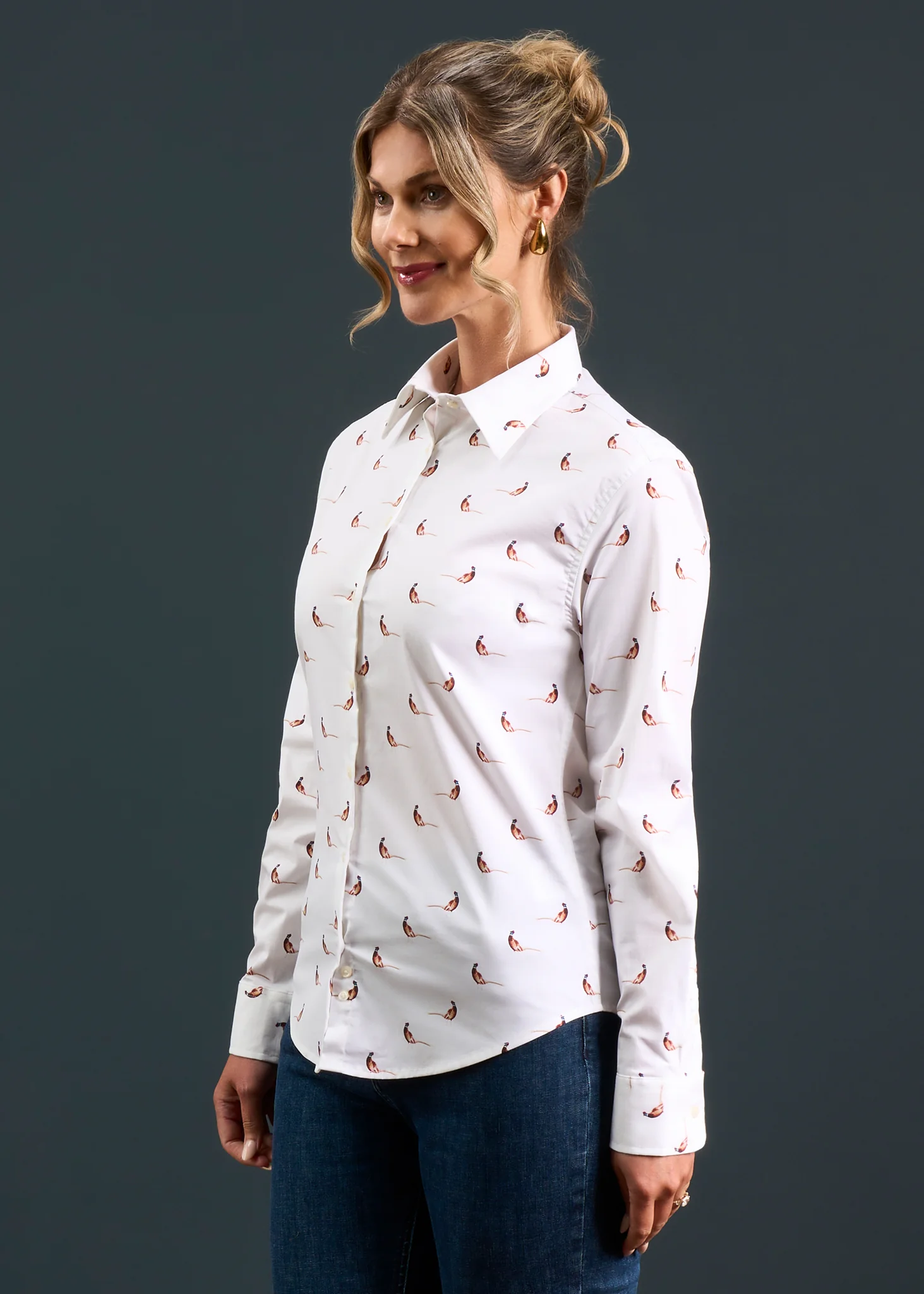 Lawen Ladies Printed Cotton Shirt - Pheasant Design - Image 5