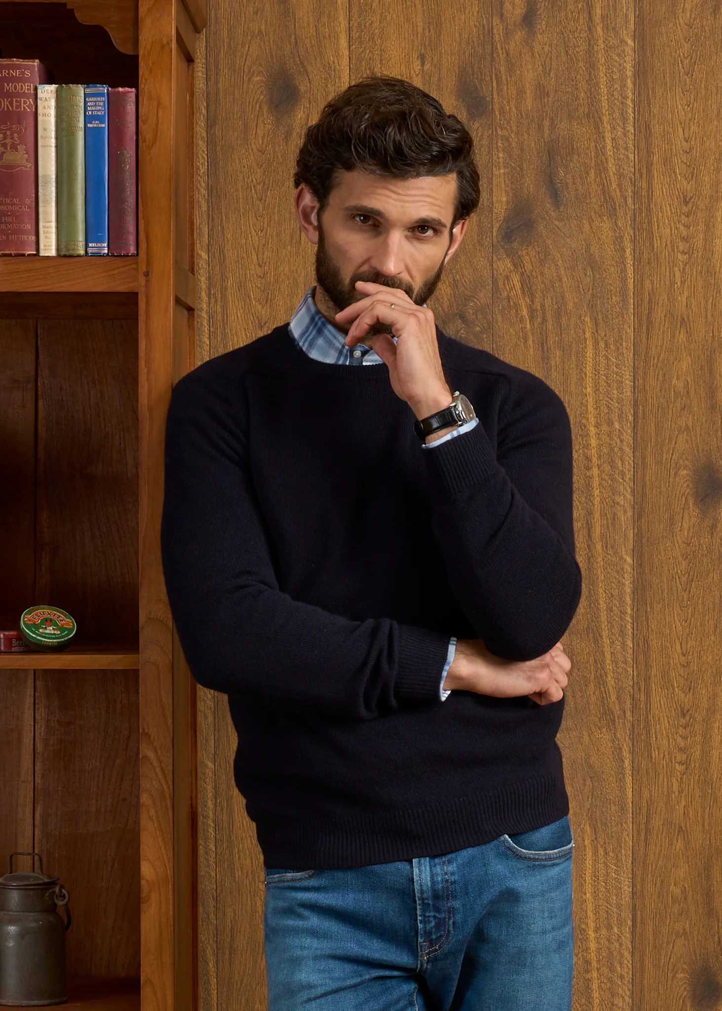 Lenzie Men's Lambswool Jumper In Navy Jumper - Regular Fit - Image 3