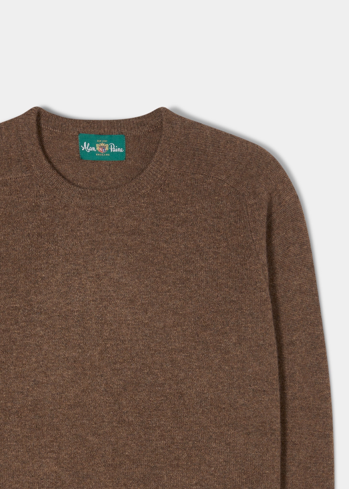Lenzie Men's Lambswool Jumper In Tobacco - Regular Fit - Image 2