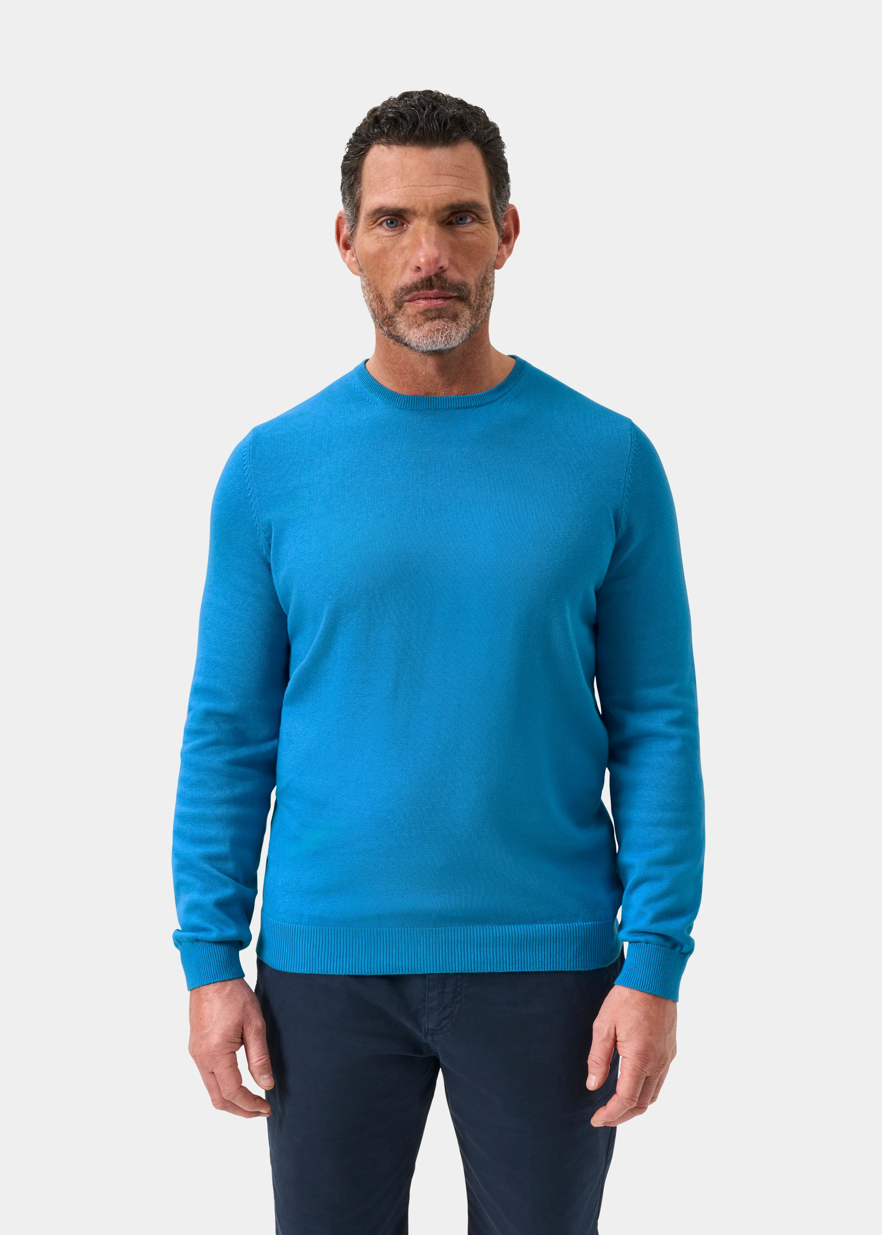 Leysmill Cotton Cashmere Jumper In Blue Lagoon - Image 2