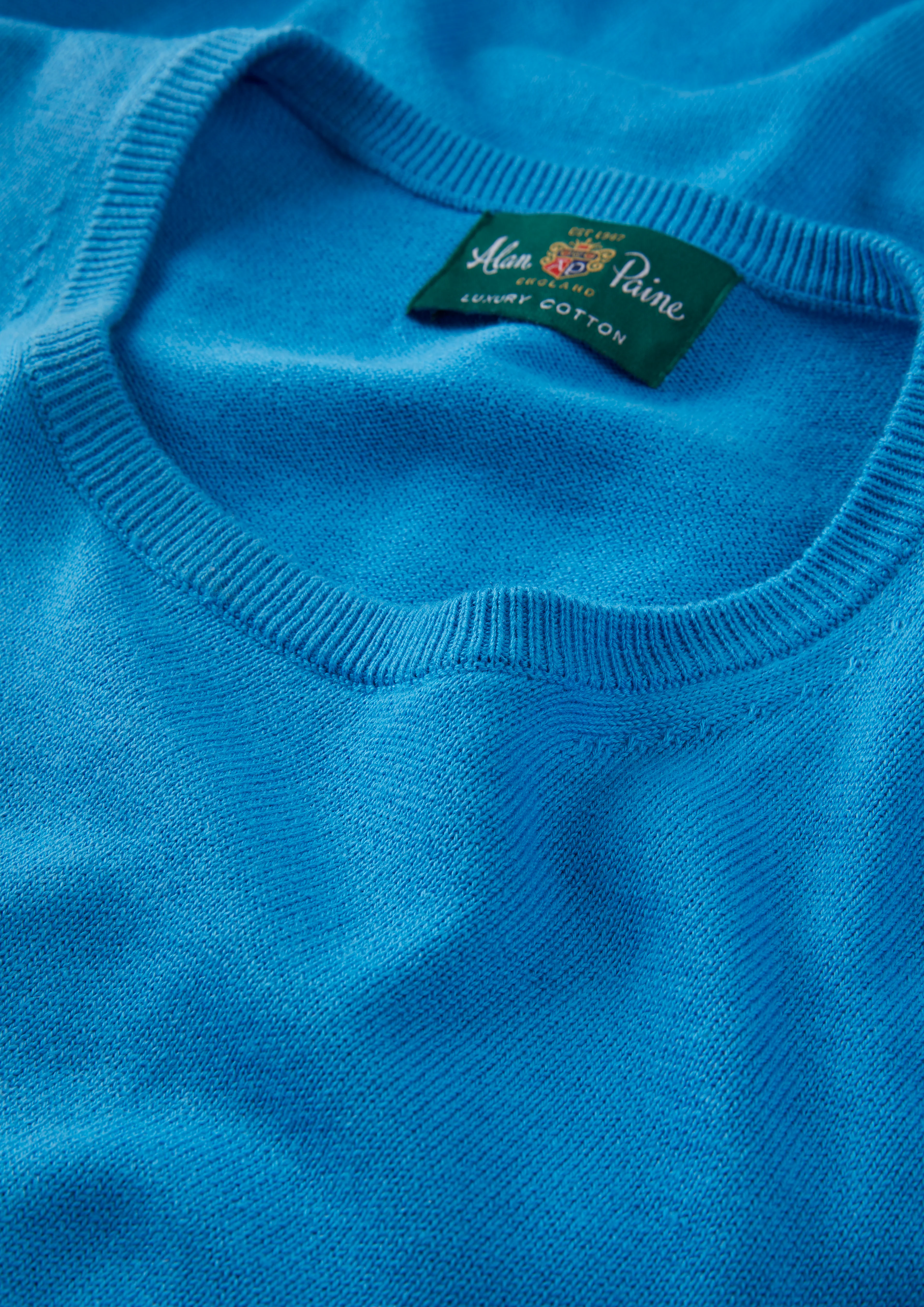 Leysmill Cotton Cashmere Jumper In Blue Lagoon - Image 4