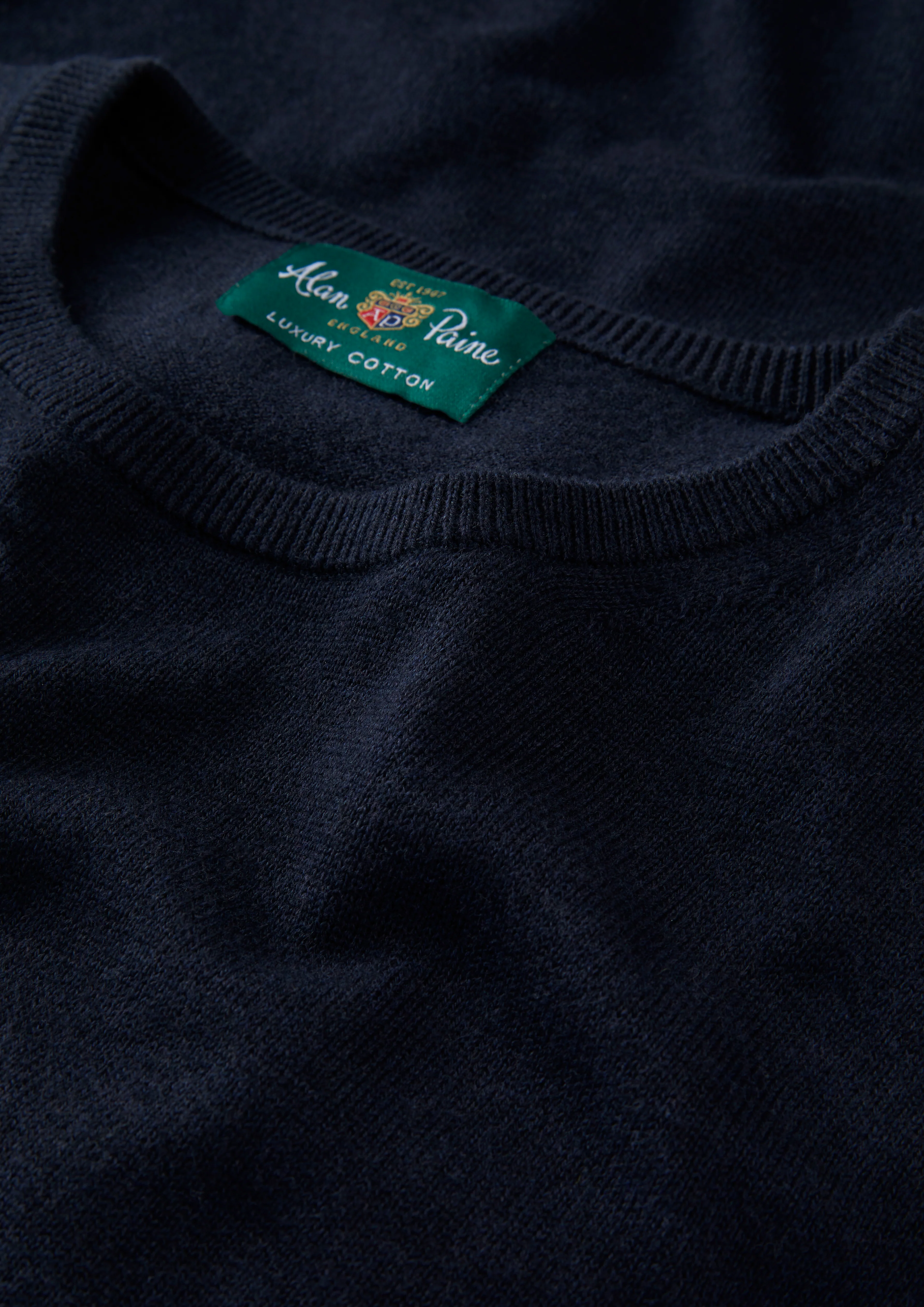 Leysmill Cotton Cashmere Jumper In Dark Navy - Image 3