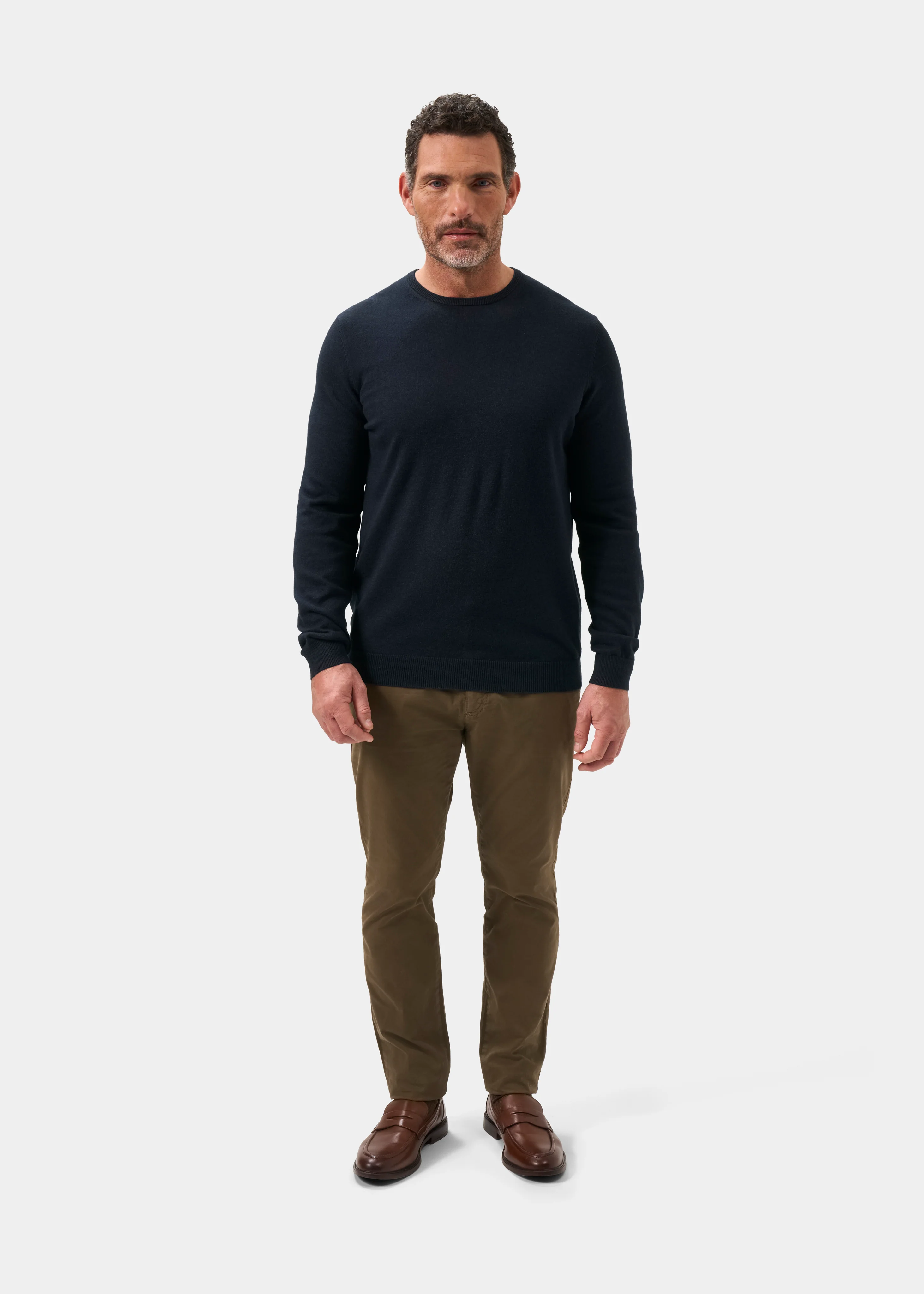 Leysmill Cotton Cashmere Jumper In Dark Navy - Image 4