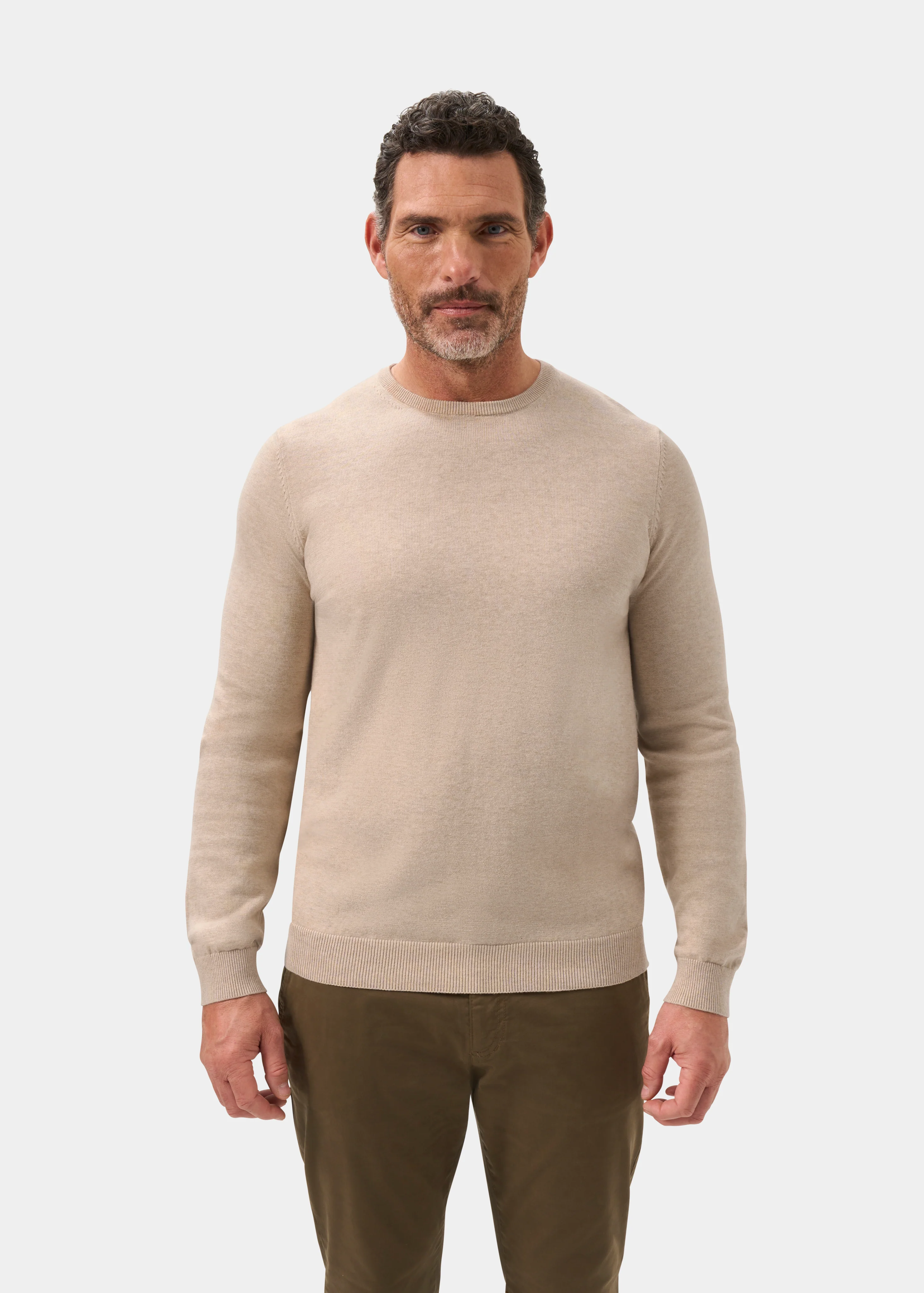 Leysmill Cotton Cashmere Jumper In Sand - Image 5