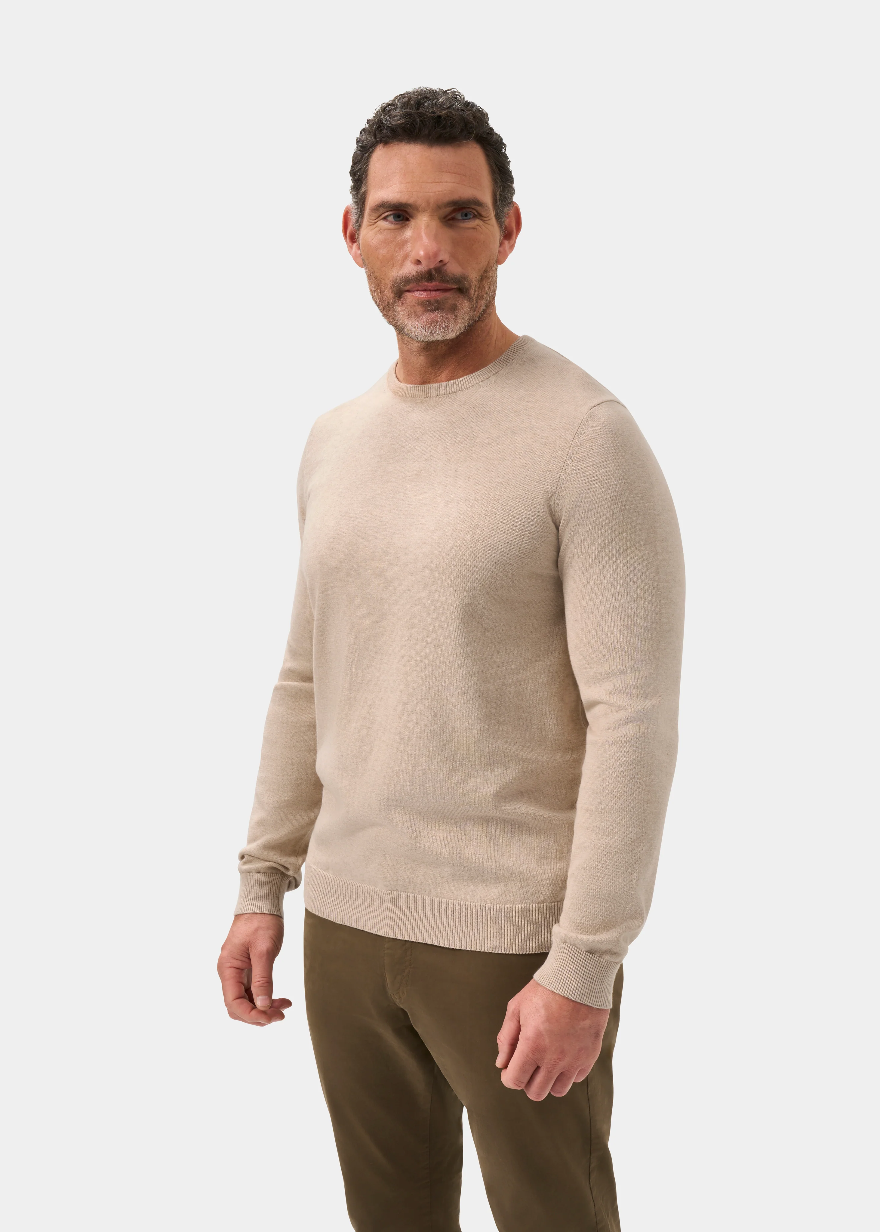 Leysmill Cotton Cashmere Jumper In Sand - Image 6
