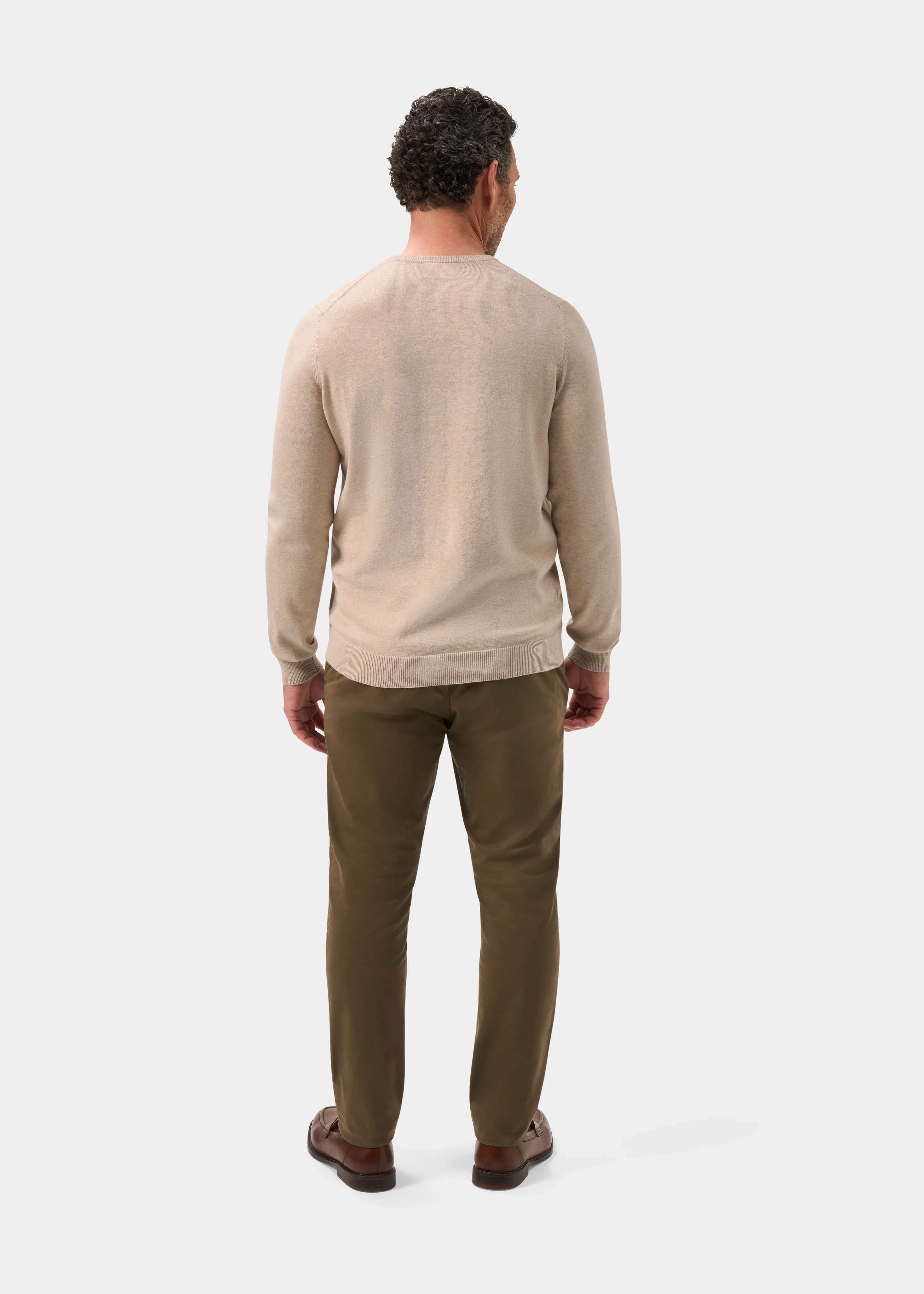 Leysmill Cotton Cashmere Jumper In Sand - Image 7
