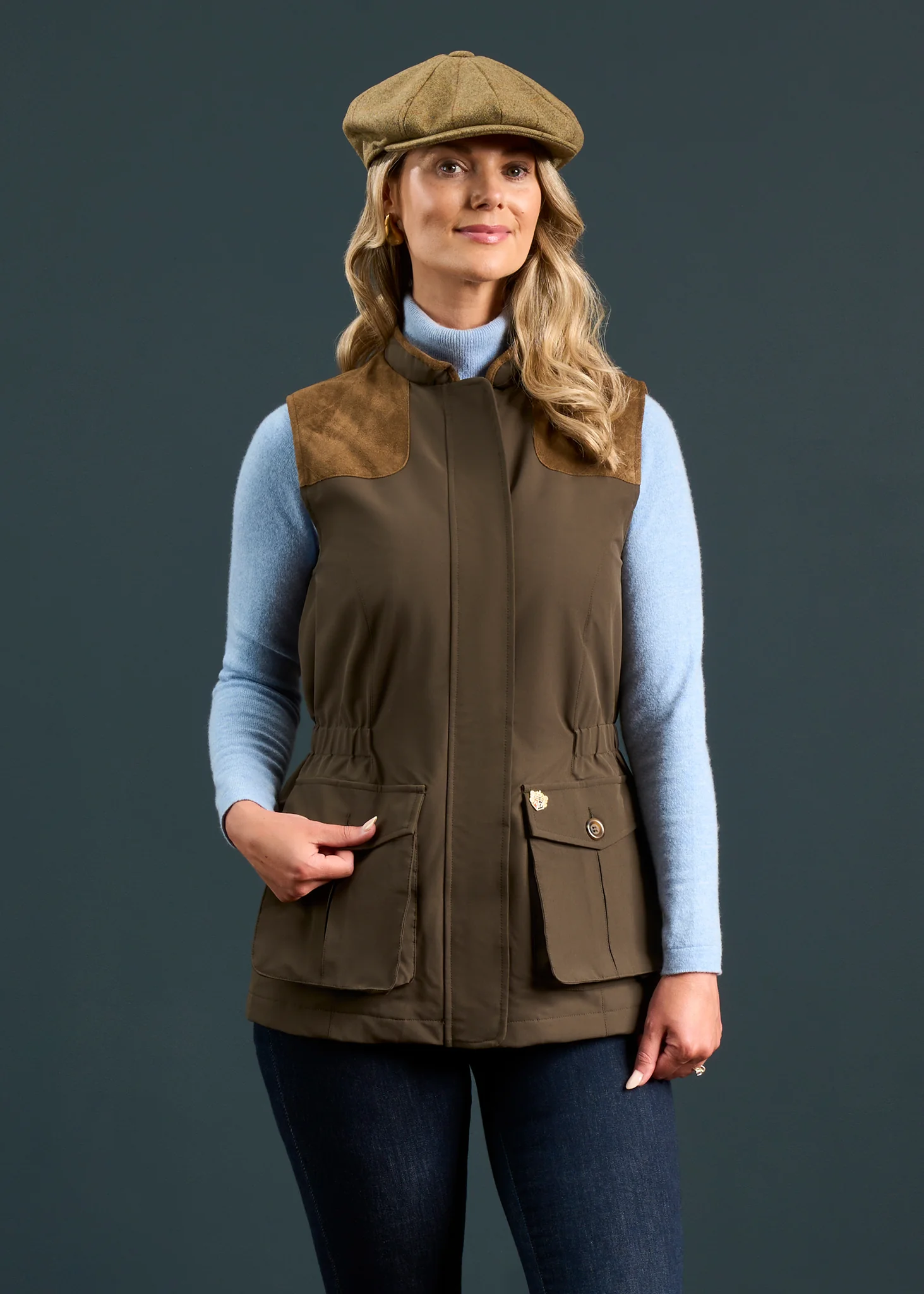 Lockwood Ladies Shooting Waistcoat In Olive - Image 3