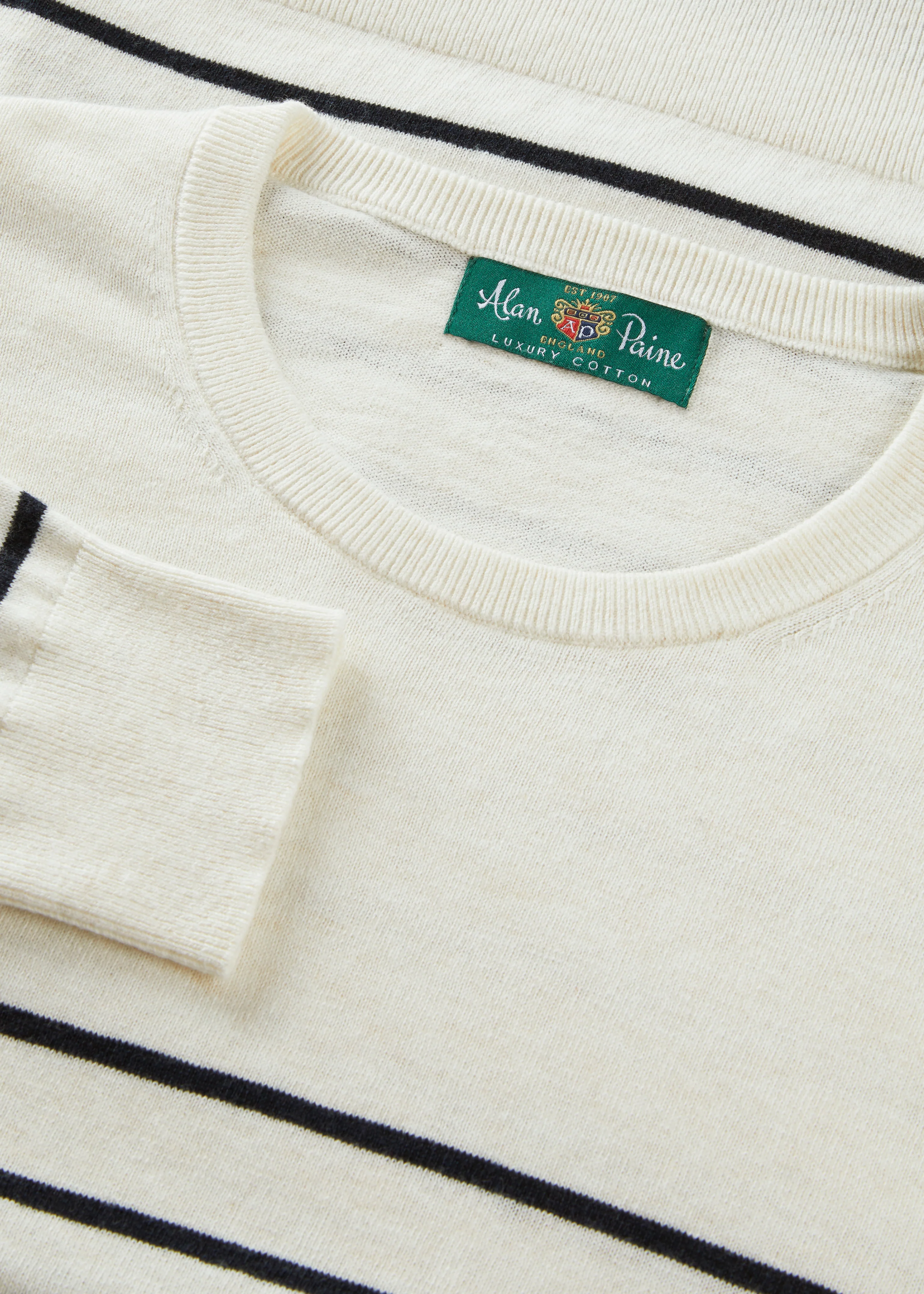 Lois Ladies Cotton Cashmere Striped Crew Neck In Blonde - Image 3