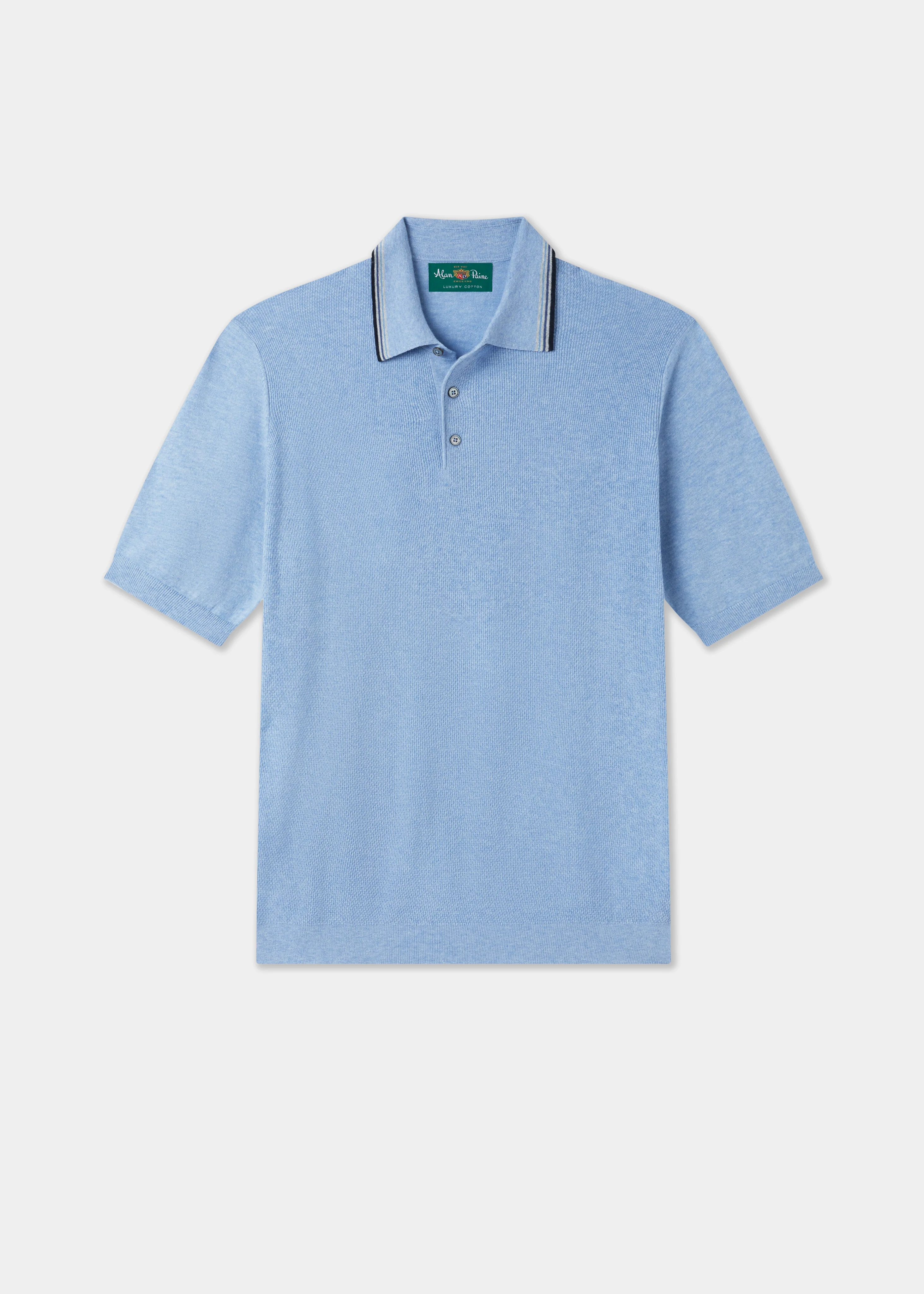 Lulworth Men's Cotton Cashmere Textured Polo In Steel Blue