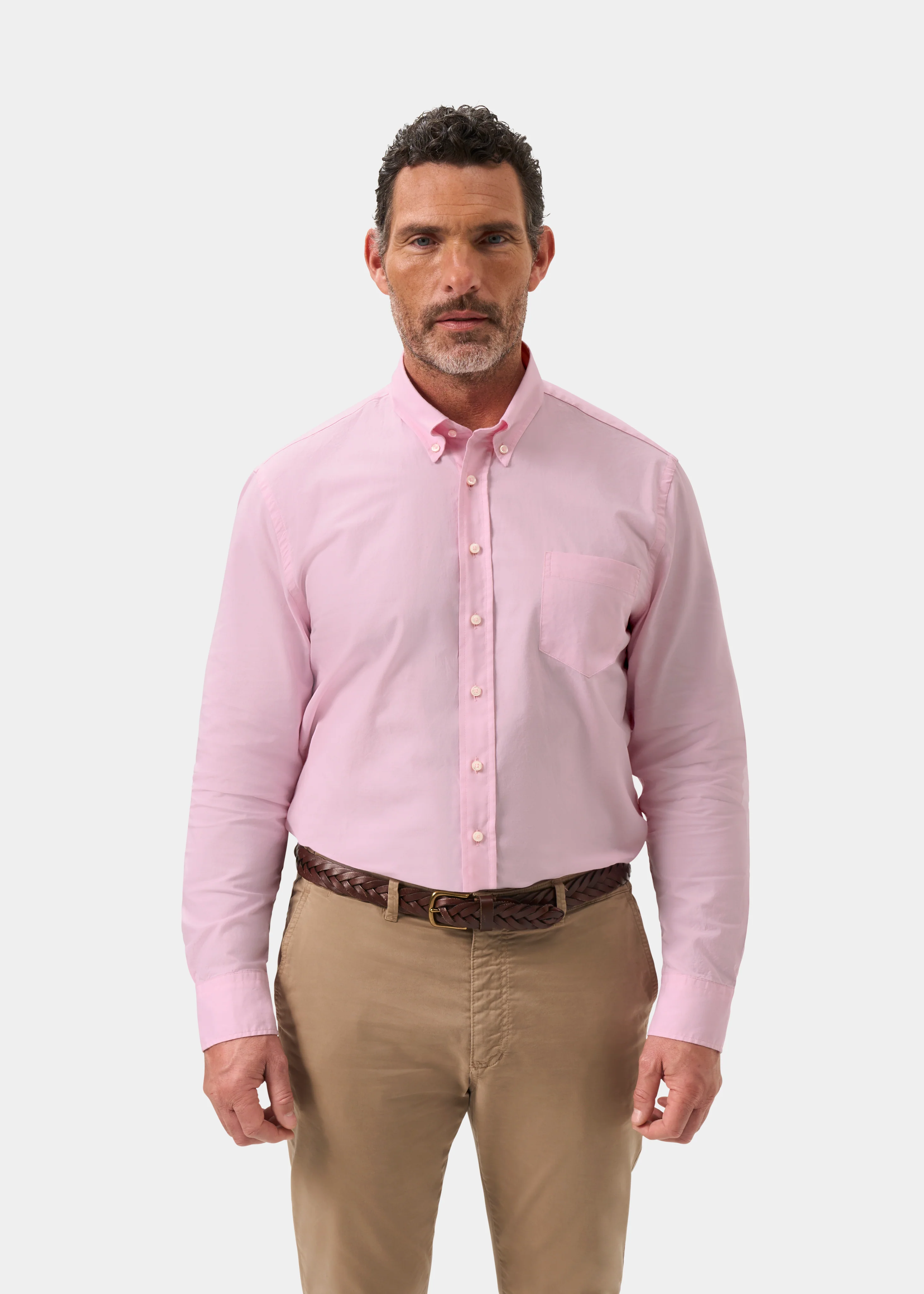 Men's Cotton Button Down Pink Shirt - Regular Fit - Image 5