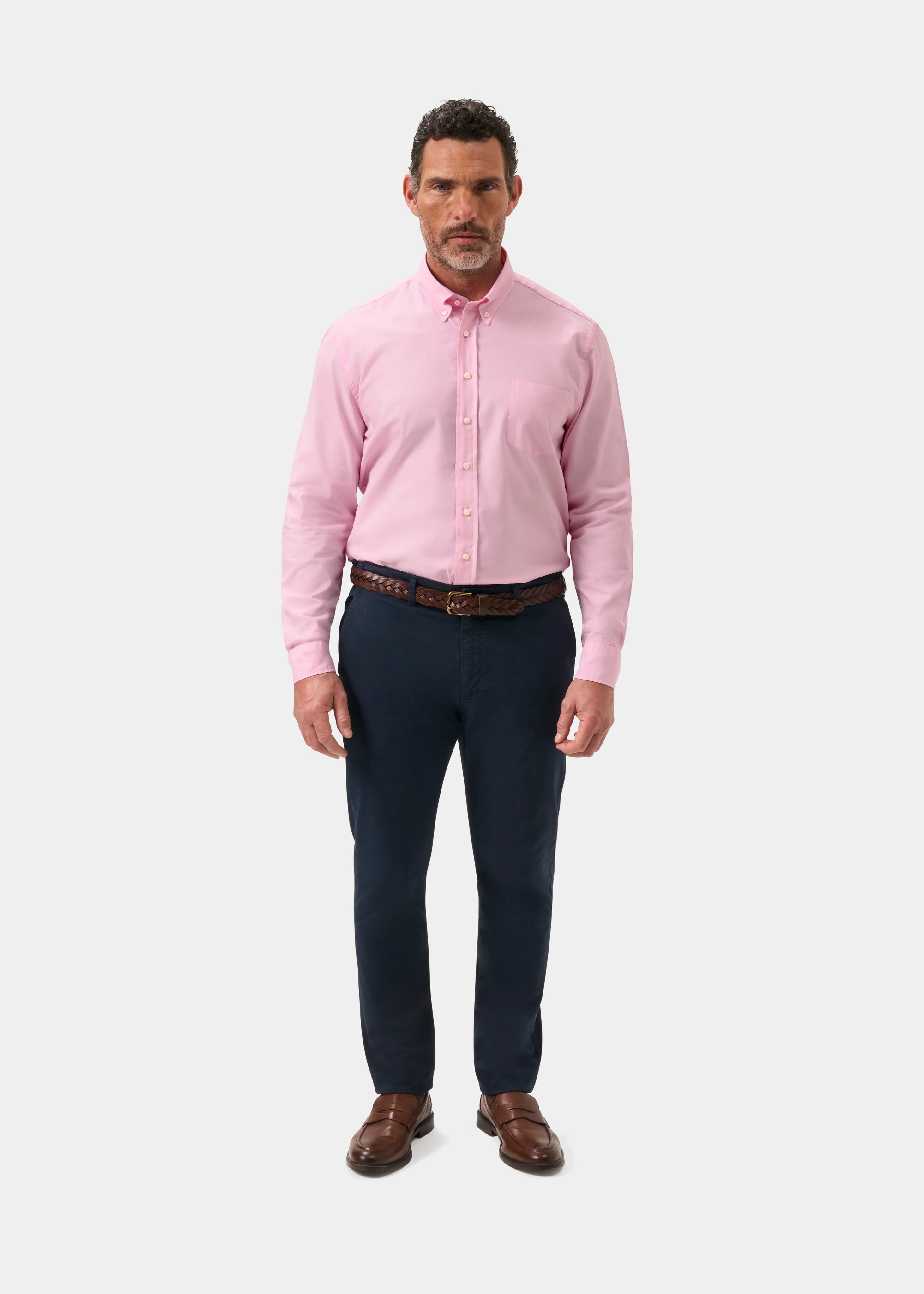 Men's Oxford Cotton Button Down Shirt In Pink - Image 4