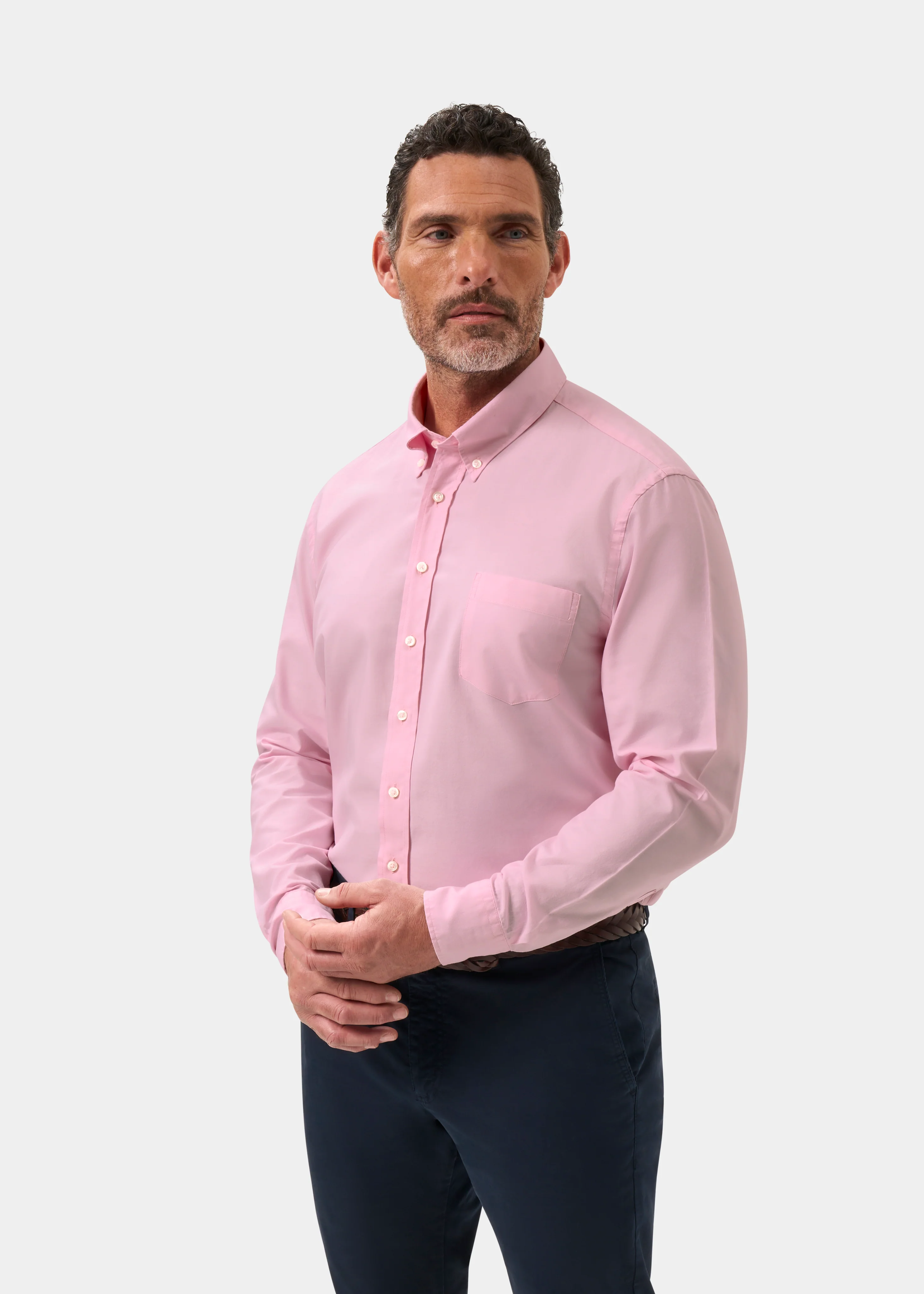 Men's Oxford Cotton Button Down Shirt In Pink - Image 6