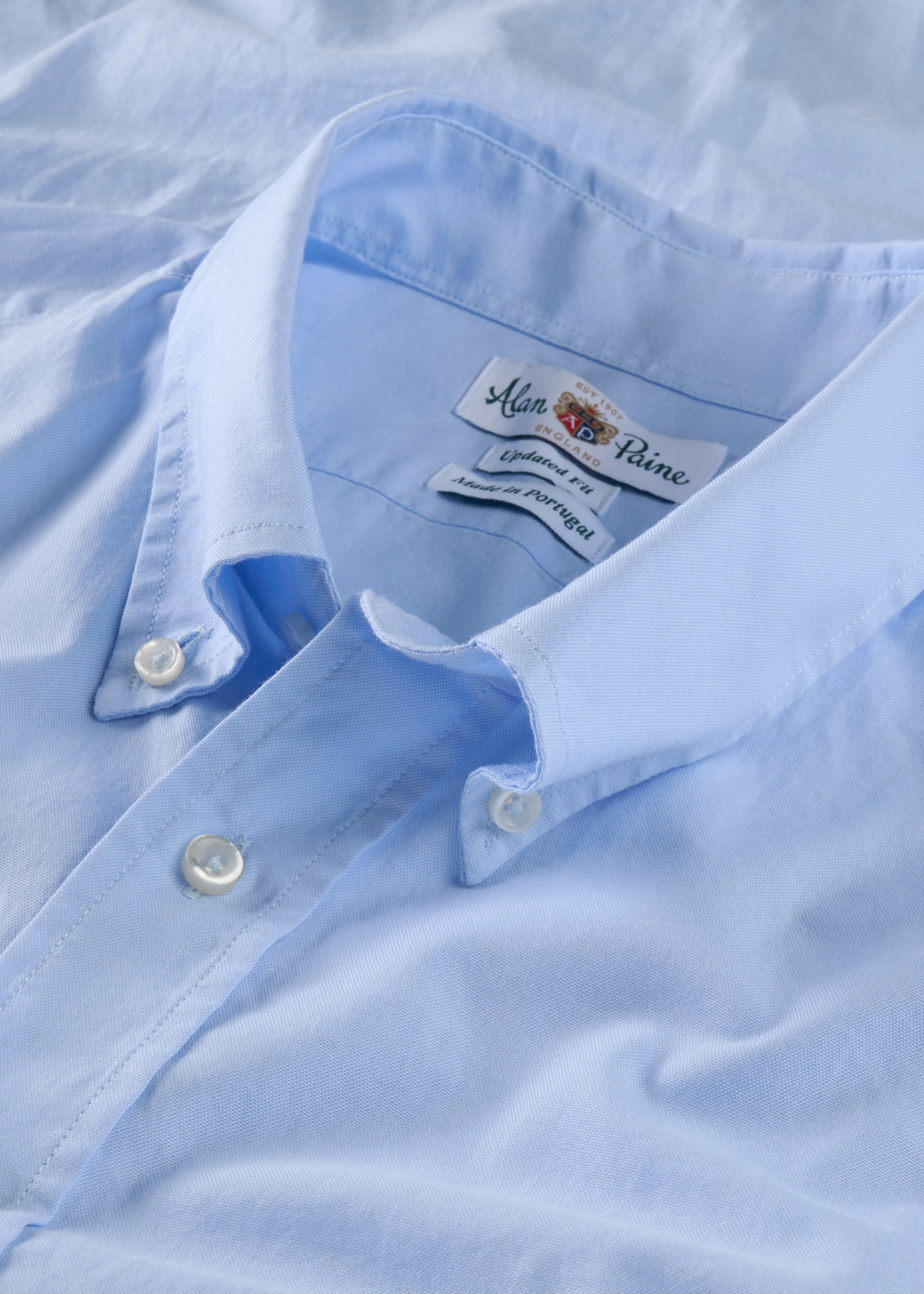 Men's Oxford Cotton Button Down Shirt In Sky Blue - Image 3
