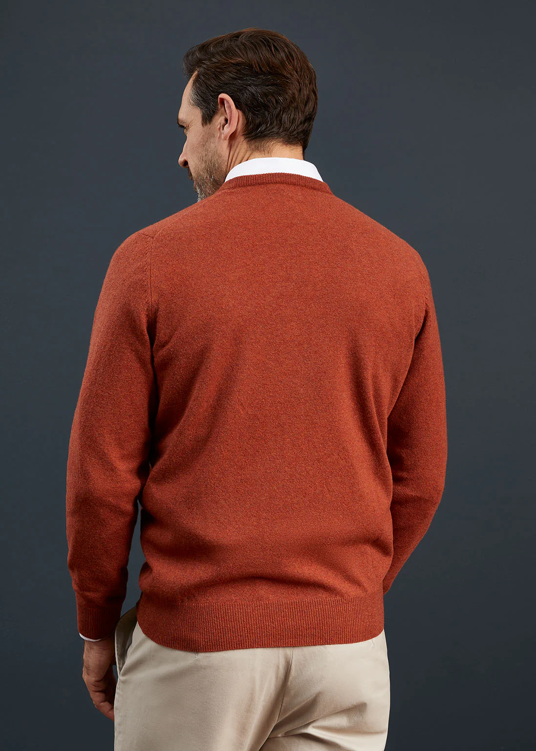 Men's Geelong Lambswool Crew Neck Jumper In Tiger - Regular Fit - Image 4