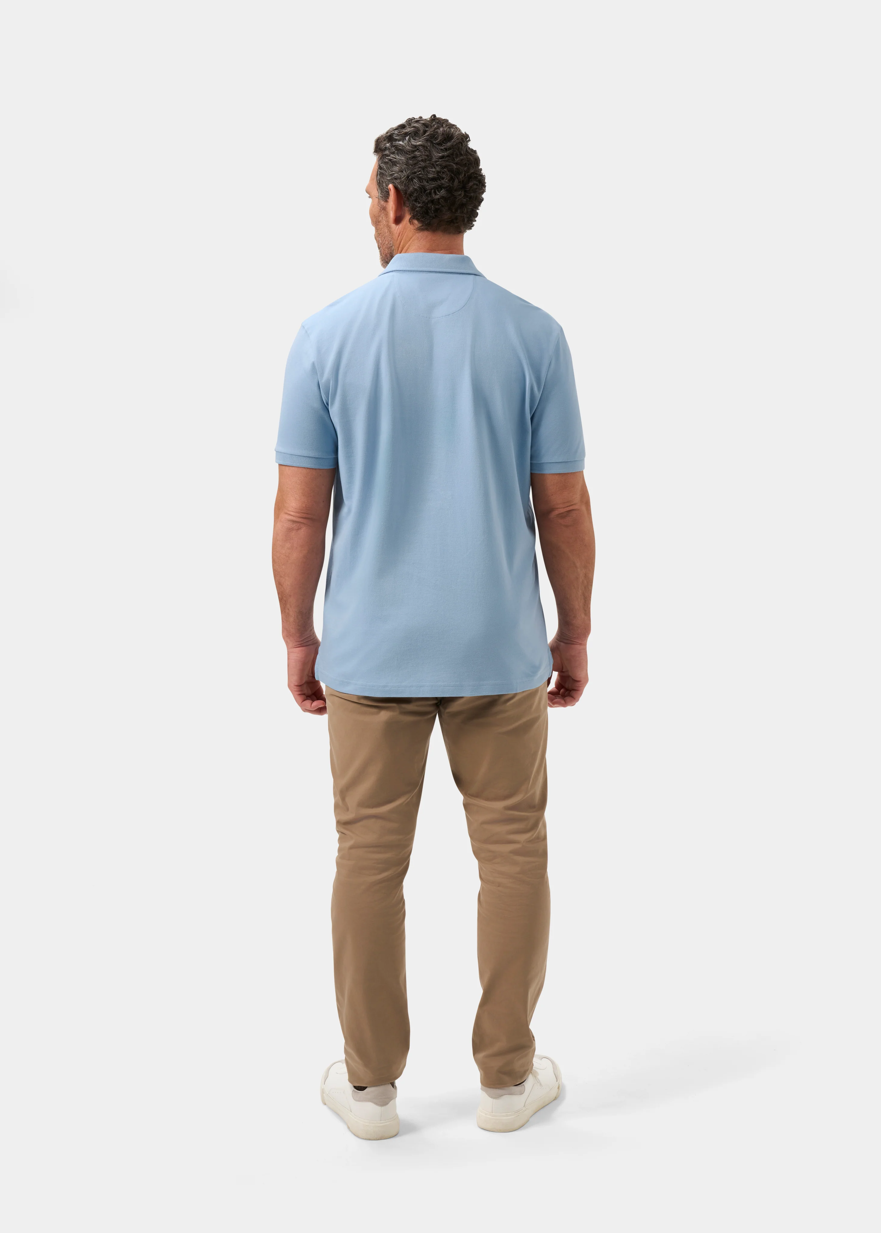Fritton Pique Polo Shirt In Light Blue - Image 7