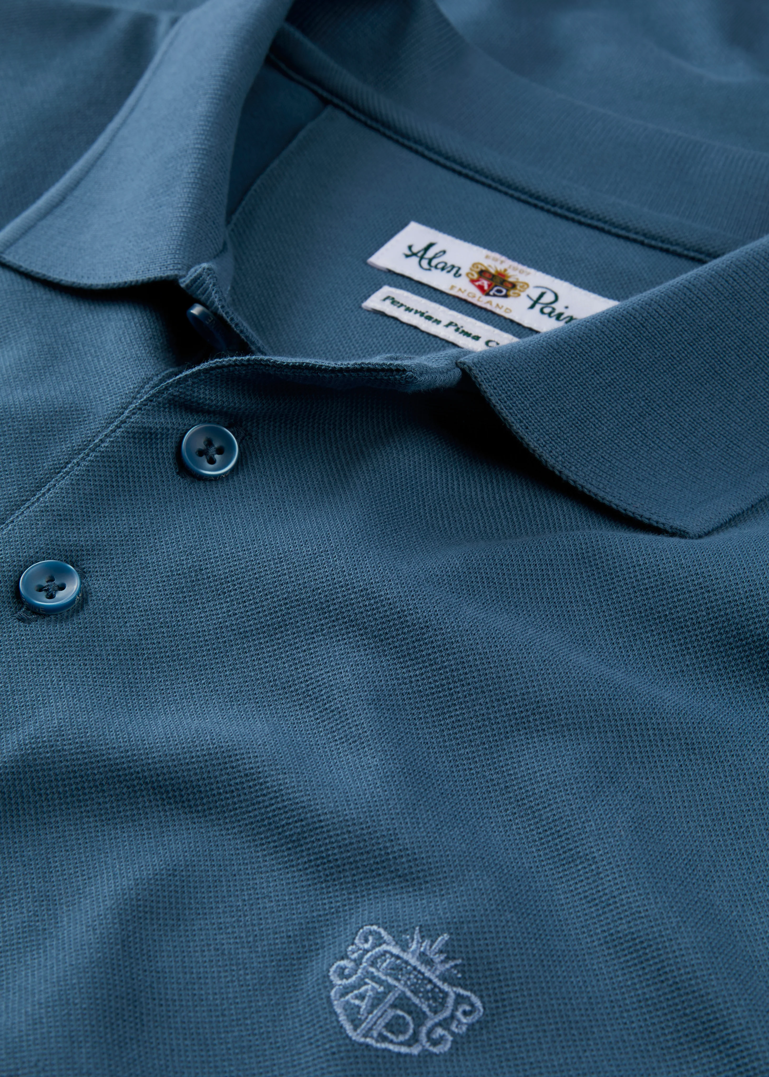 Fritton Pique Polo Shirt In Mid Blue - Image 3
