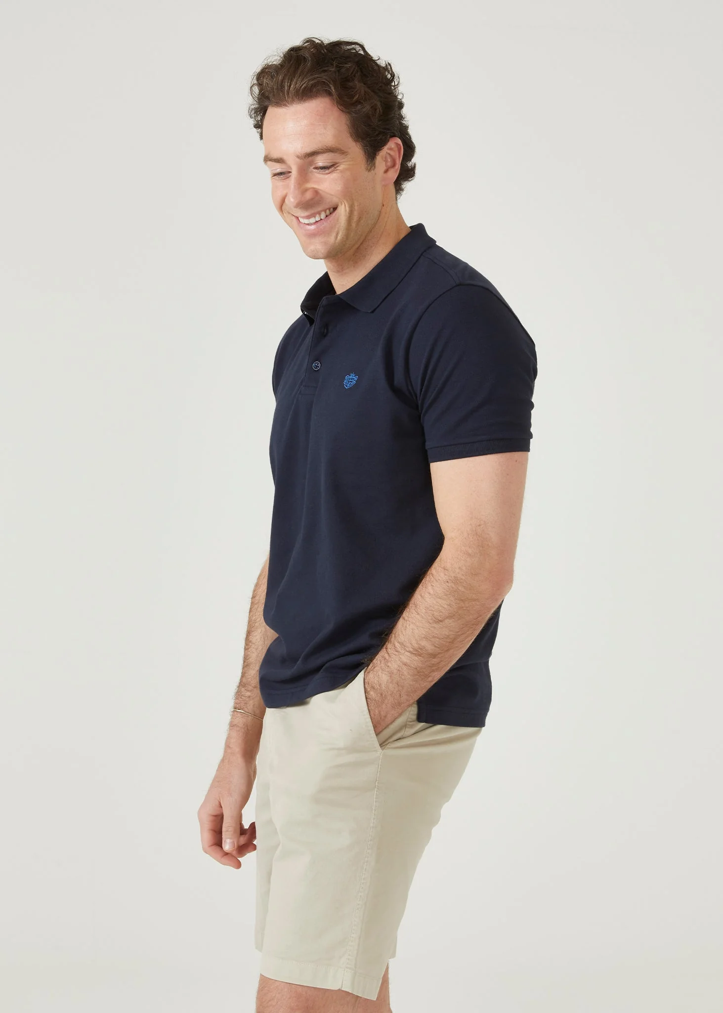 Fritton Pique Polo Shirt In Navy - Image 5