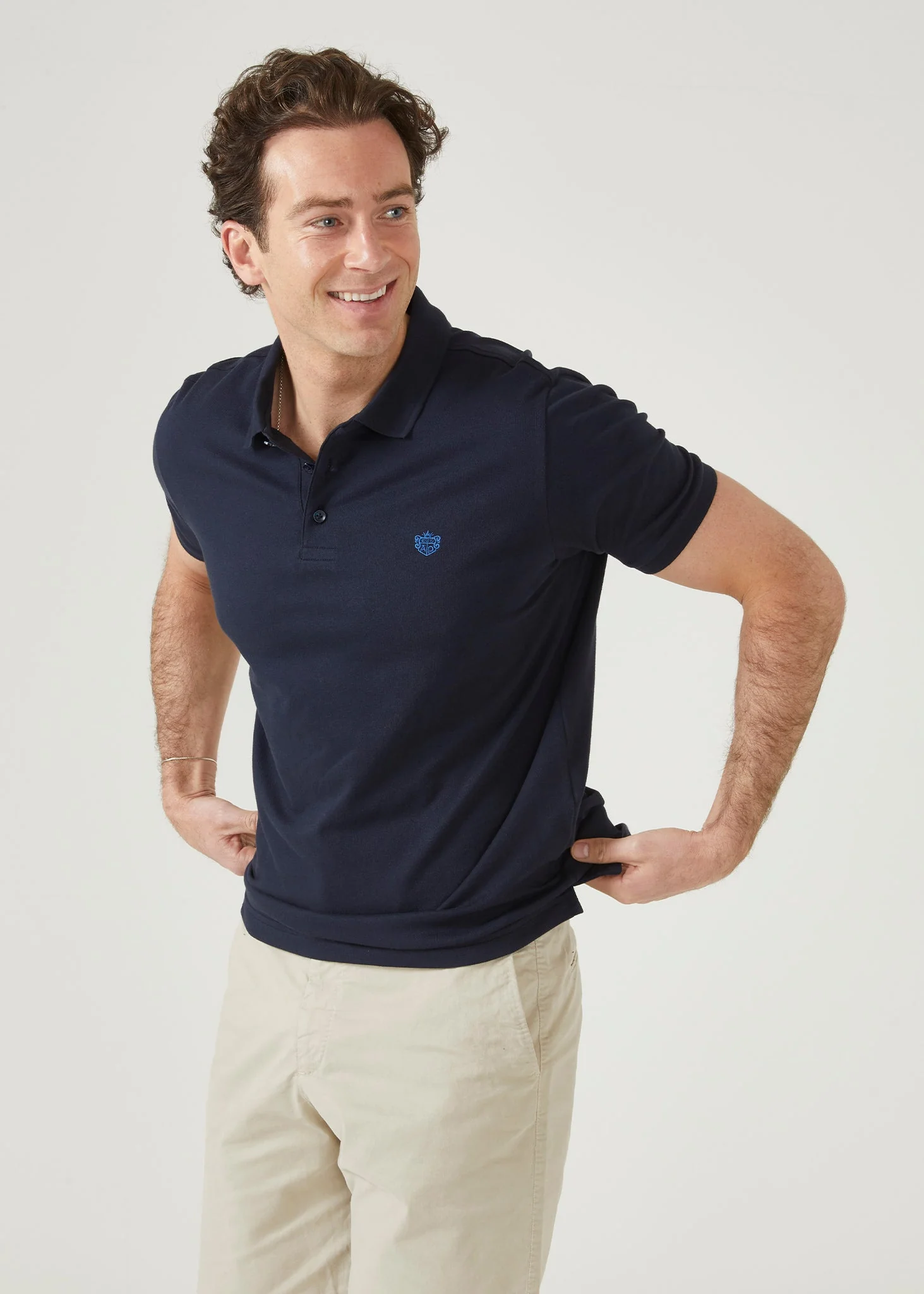 Fritton Pique Polo Shirt In Navy - Image 6