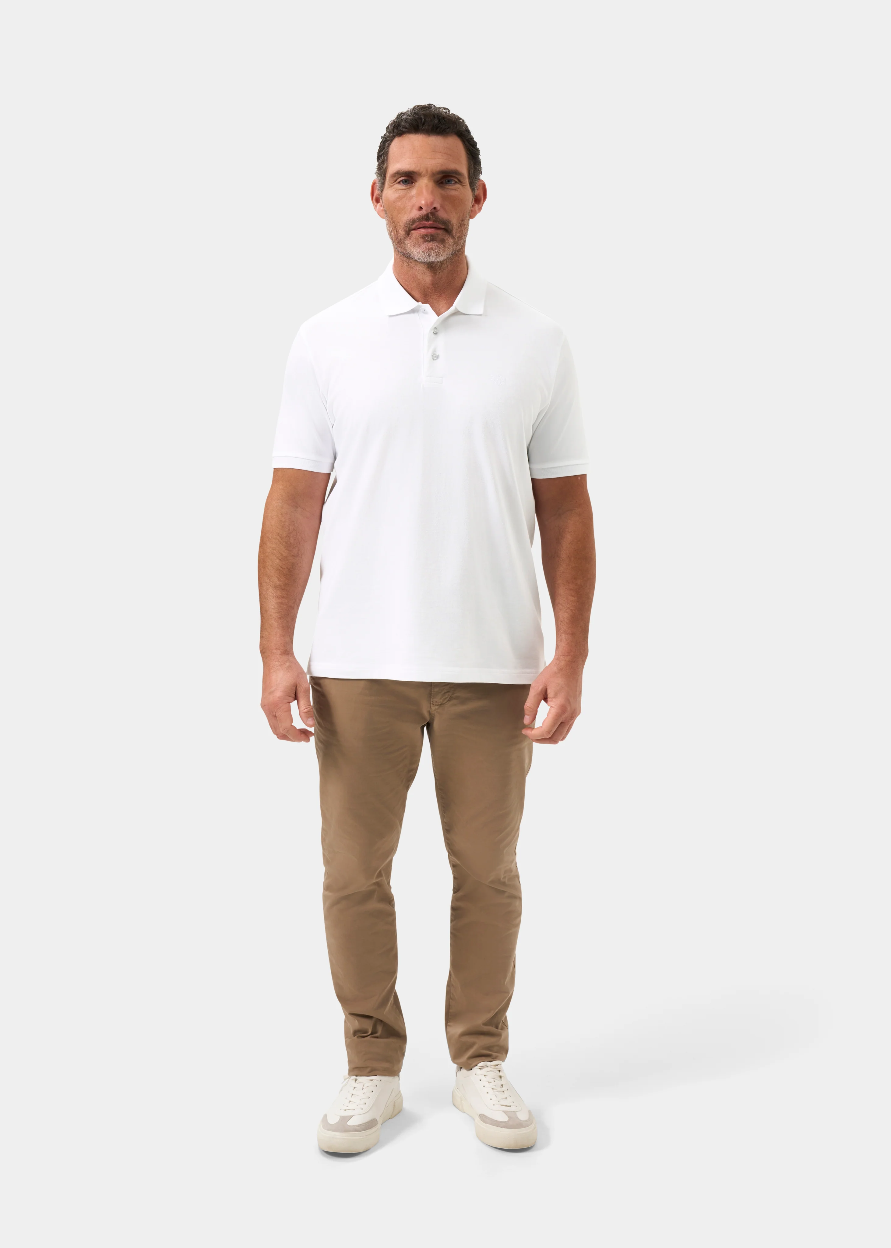 Fritton Pique Polo Shirt In White - Image 4