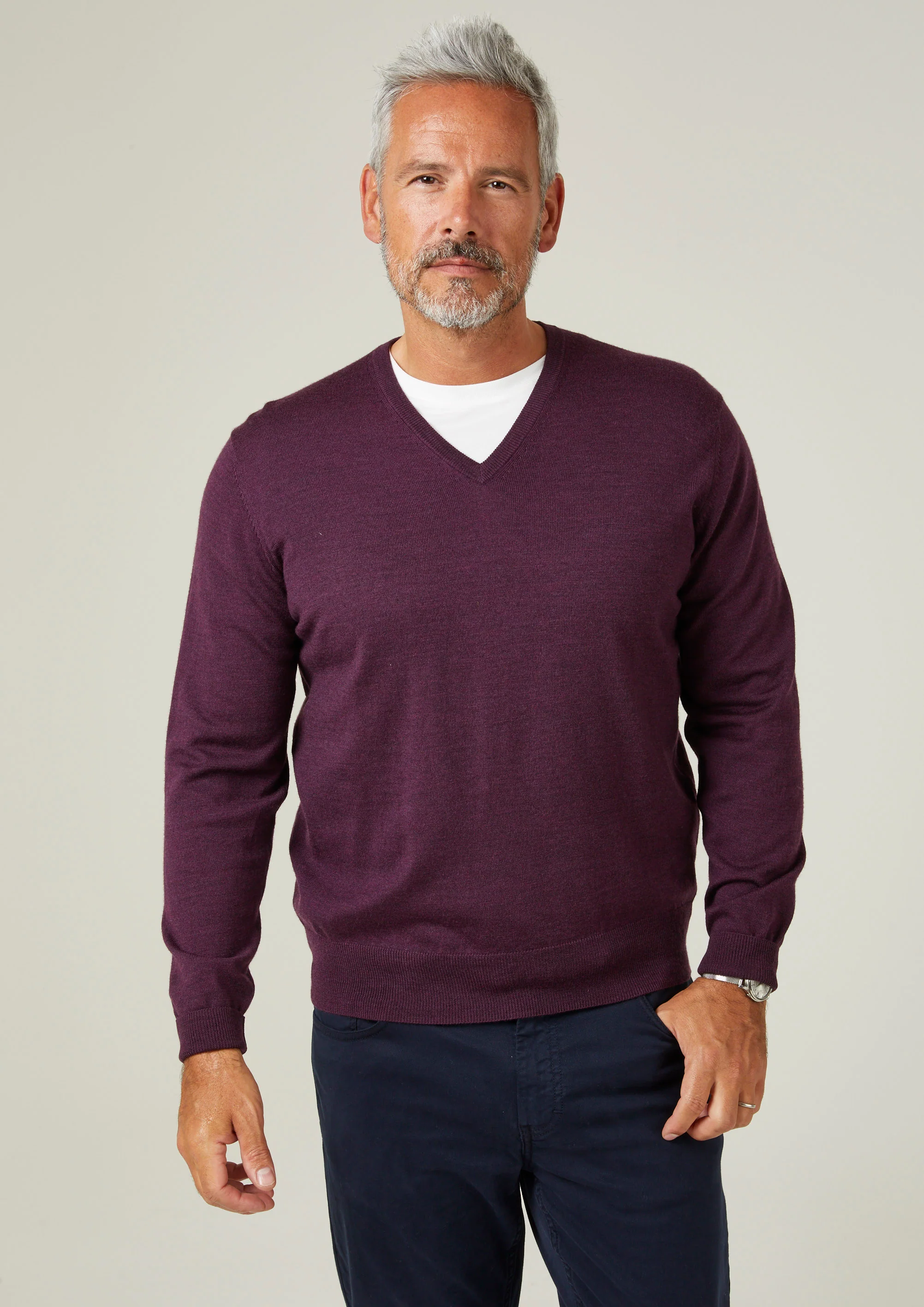 Millbreck Merino Wool Jumper in Black Grape - Regular Fit - Image 4