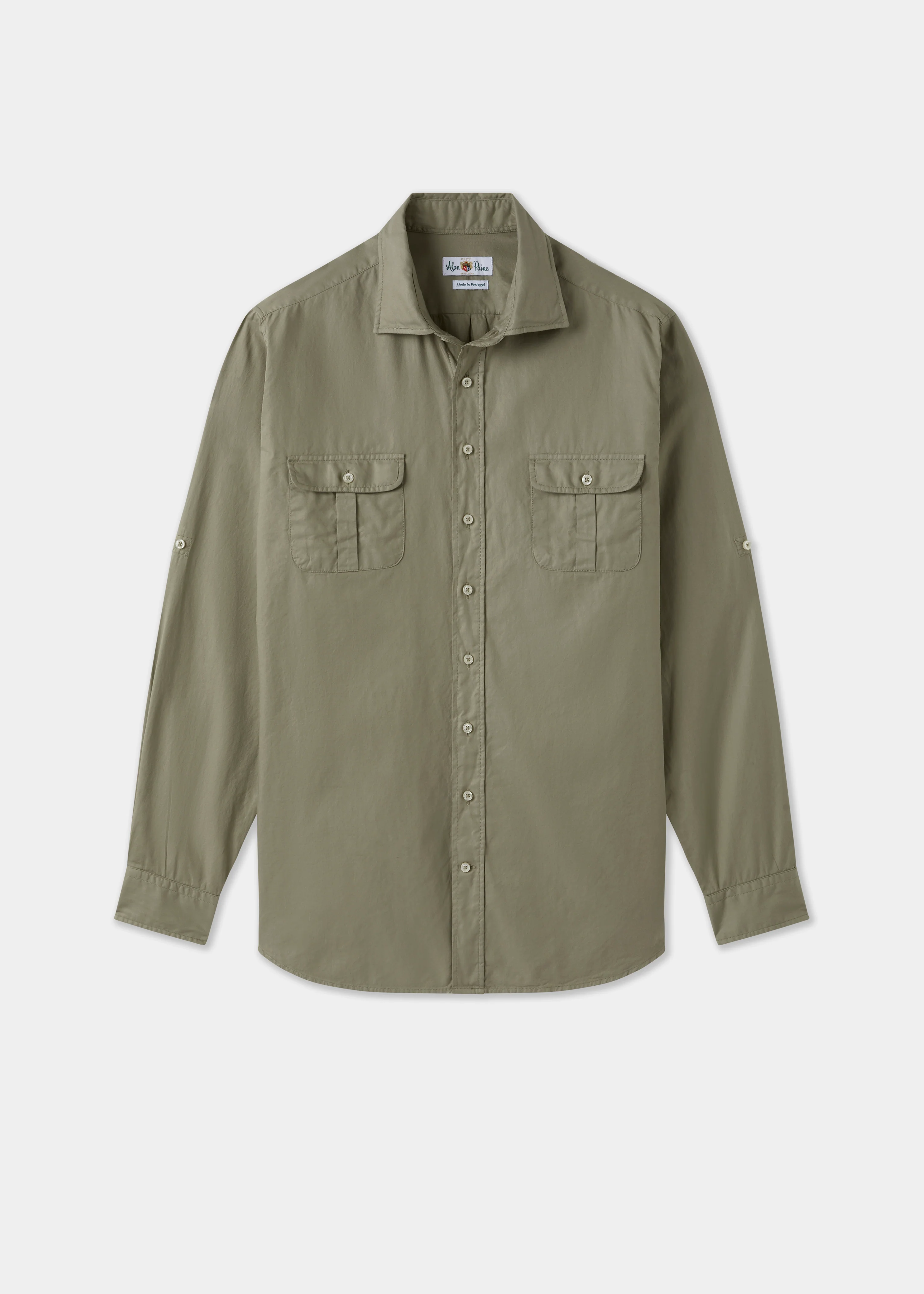 Morowe Men's Long Sleeve Safari Shirt In Light Kaki - Classic Fit