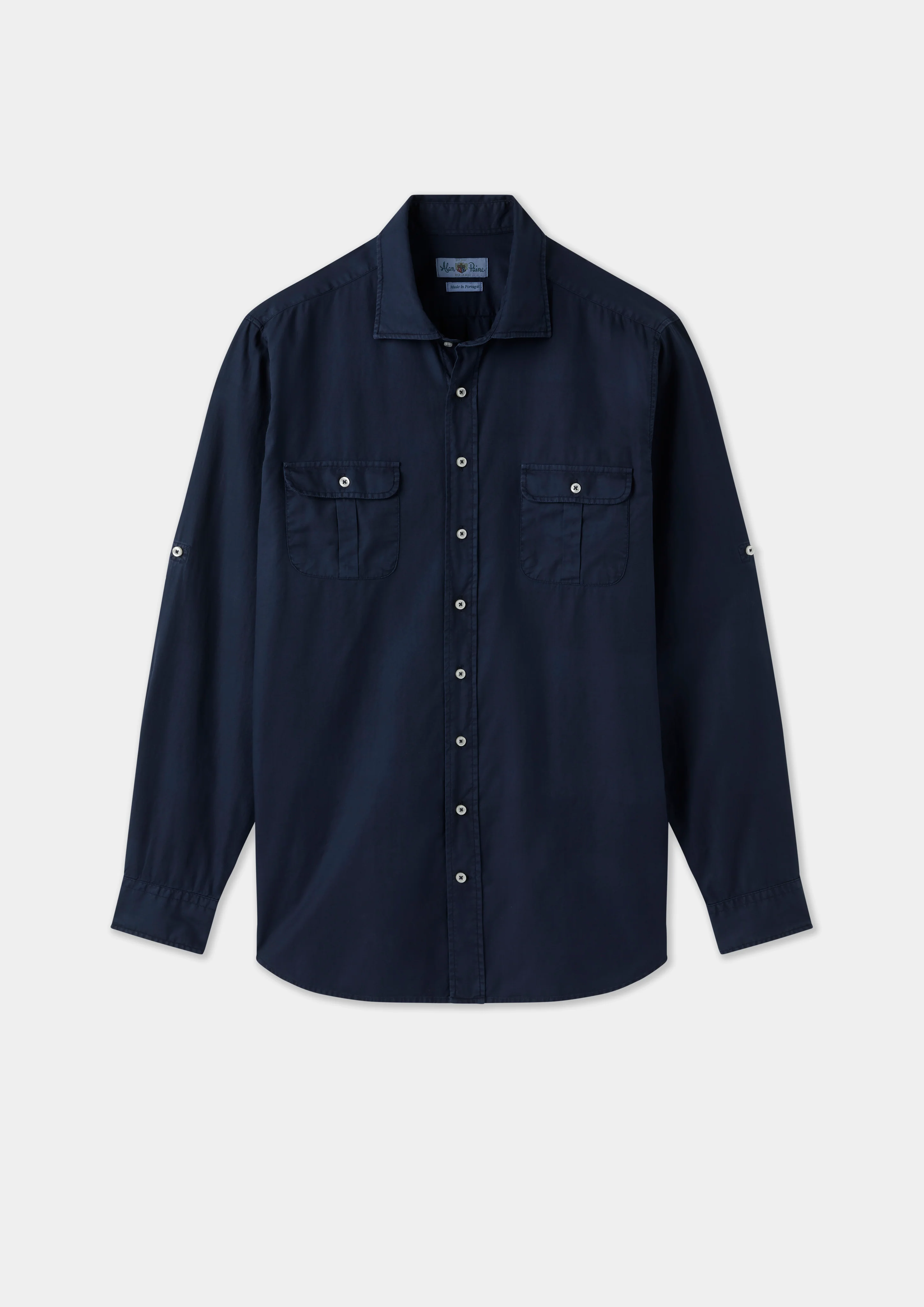 Morowe Men's Long Sleeve Safari Shirt In Navy - Classic Fit