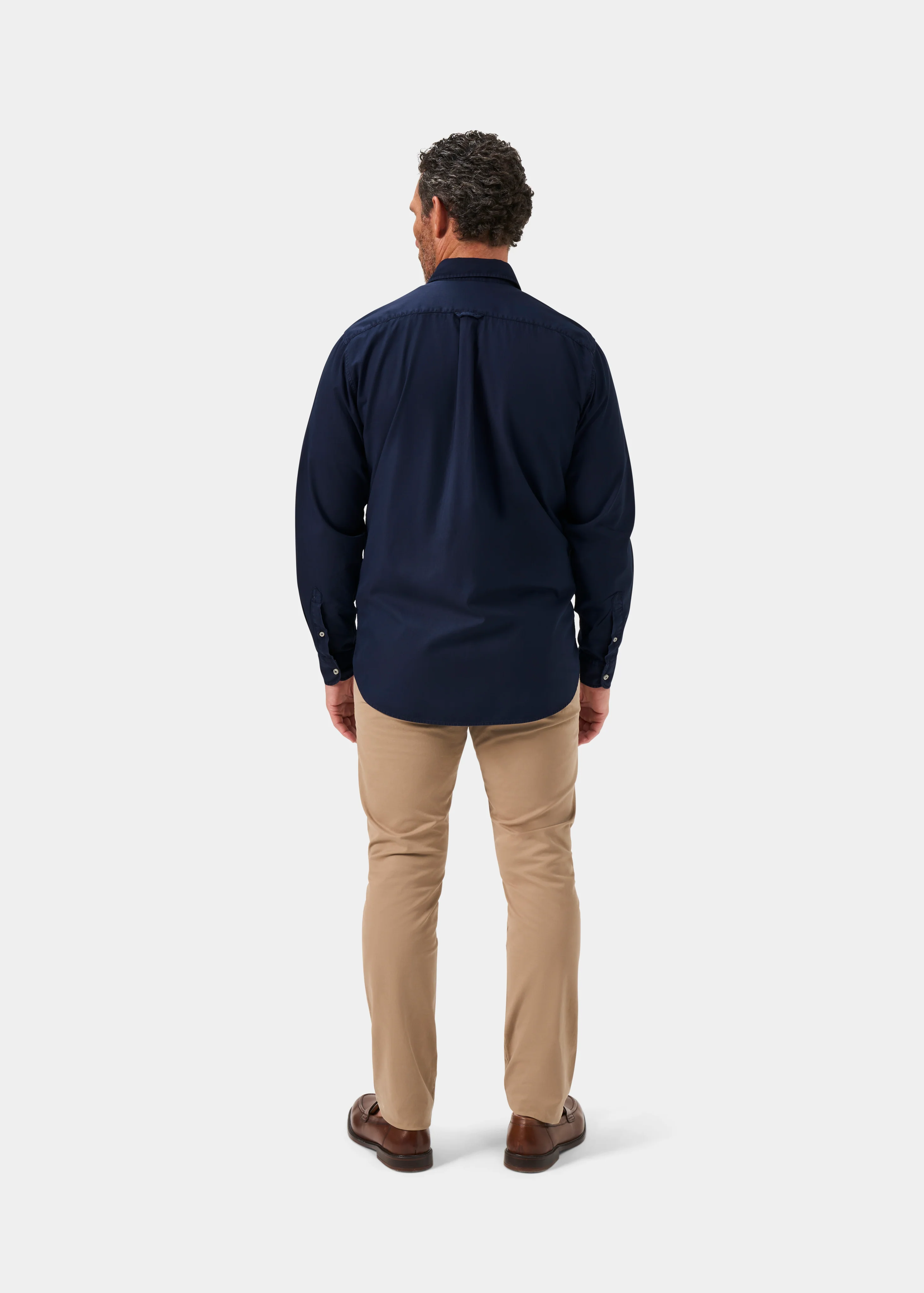 Morowe Men's Long Sleeve Safari Shirt In Navy - Classic Fit - Image 7