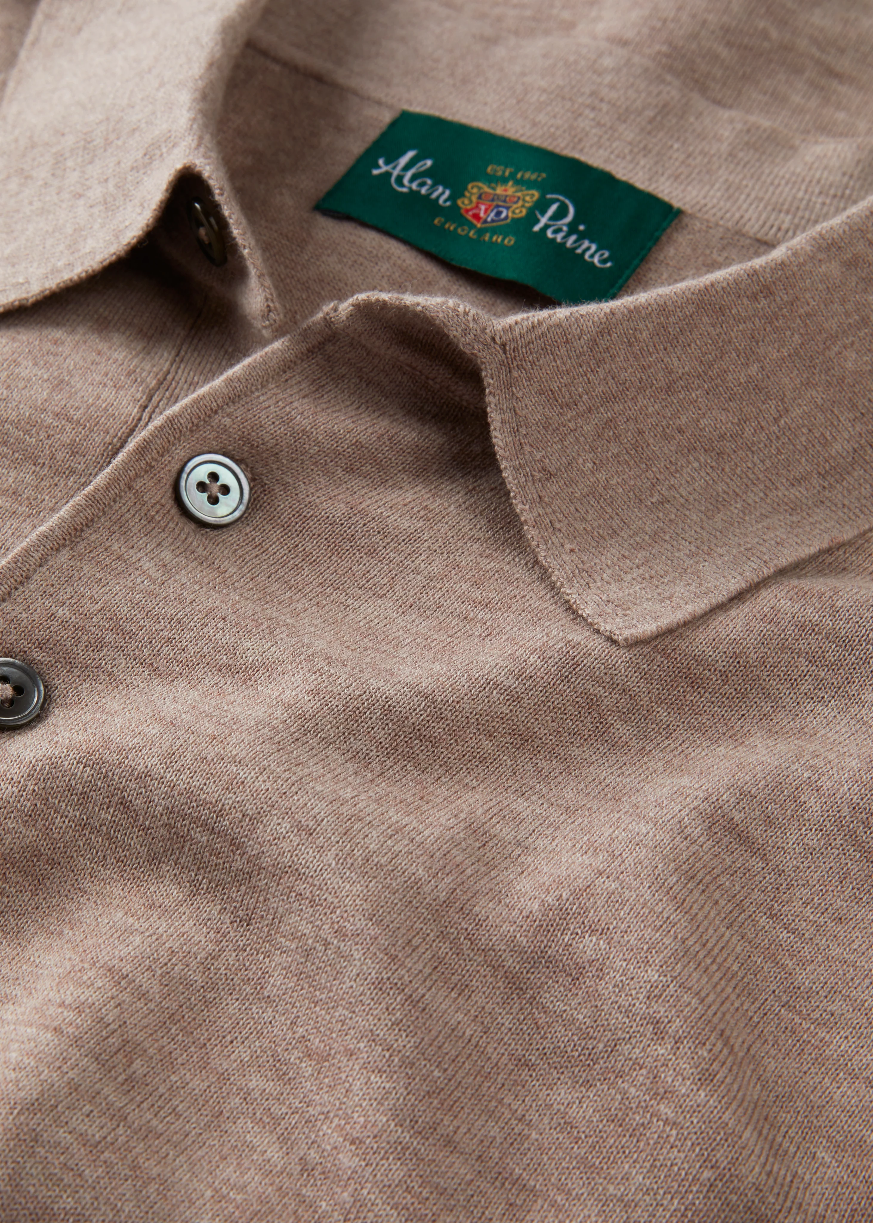 Paignton Cotton Polo Shirt In Coffee Mix - Image 4