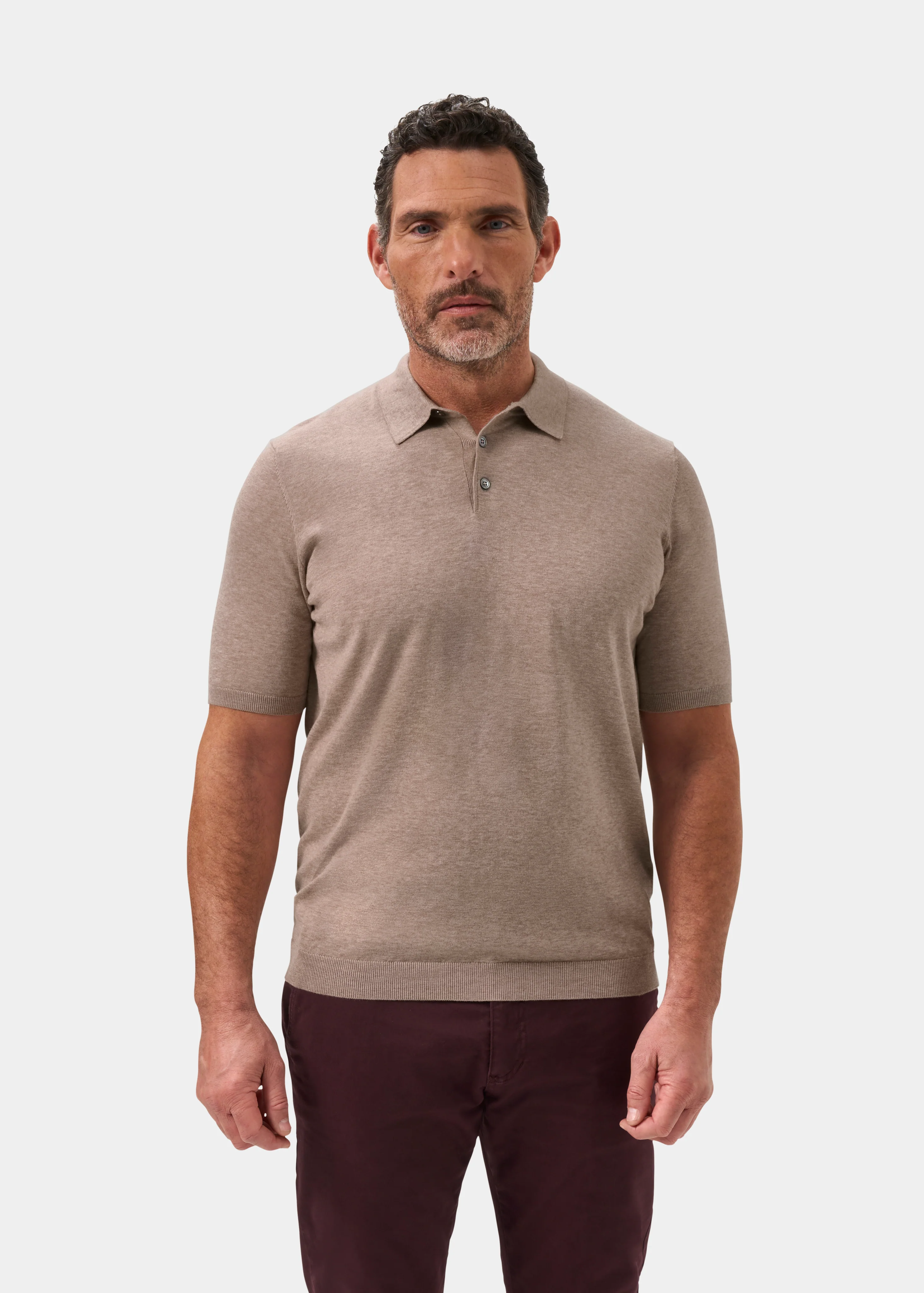 Paignton Cotton Polo Shirt In Coffee Mix - Image 5