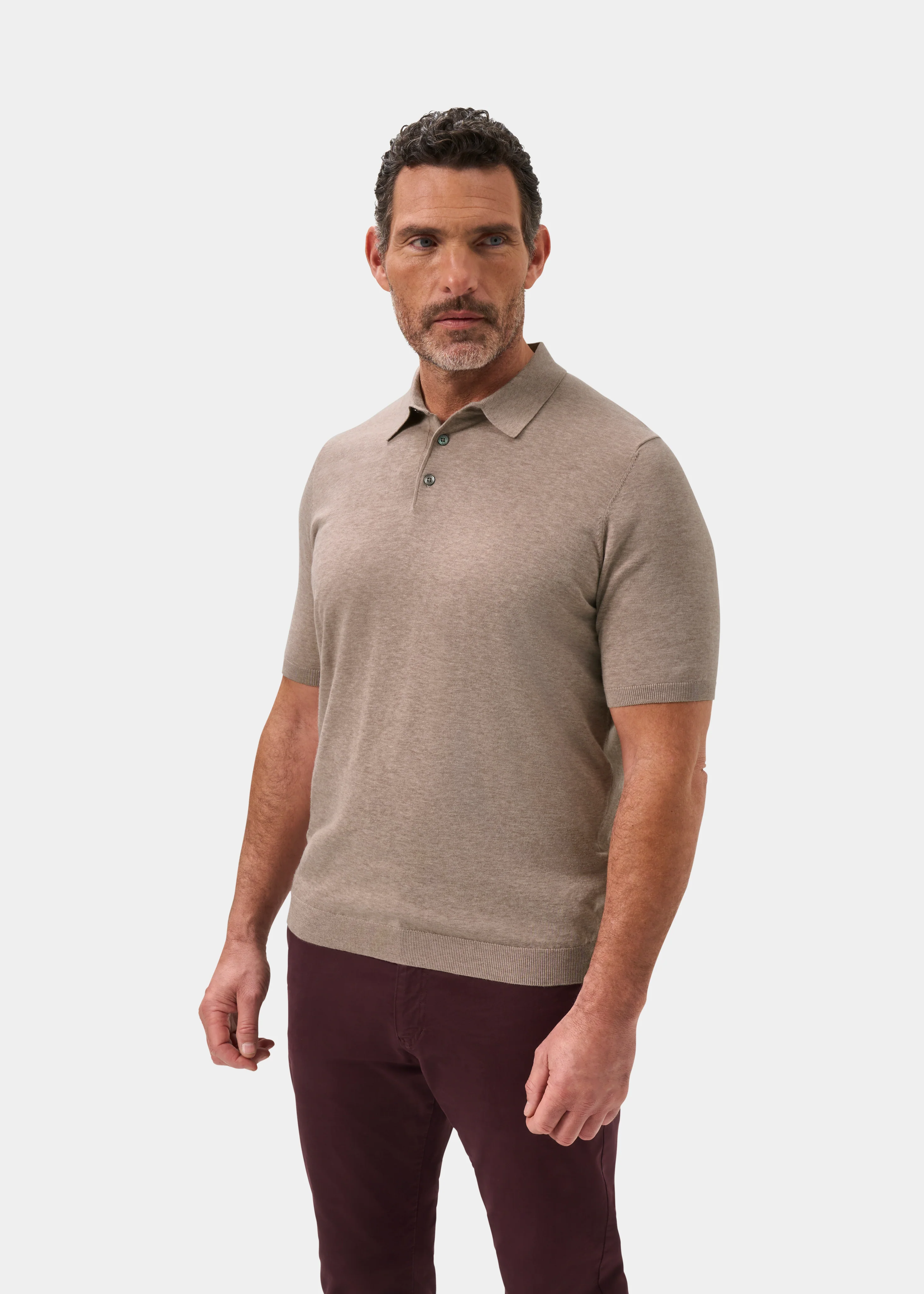Paignton Cotton Polo Shirt In Coffee Mix - Image 6