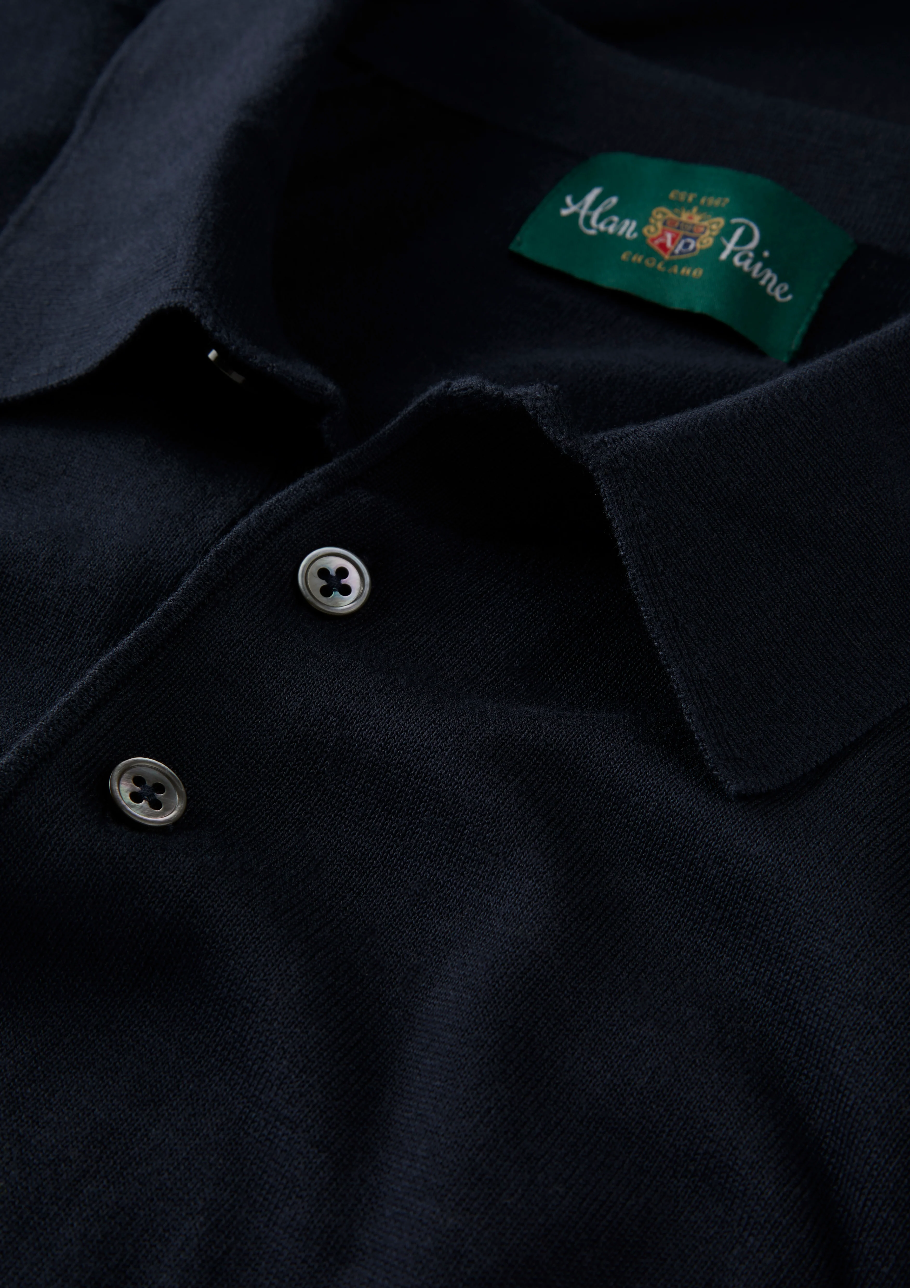Paignton Cotton Polo Shirt In Dark Navy - Image 3