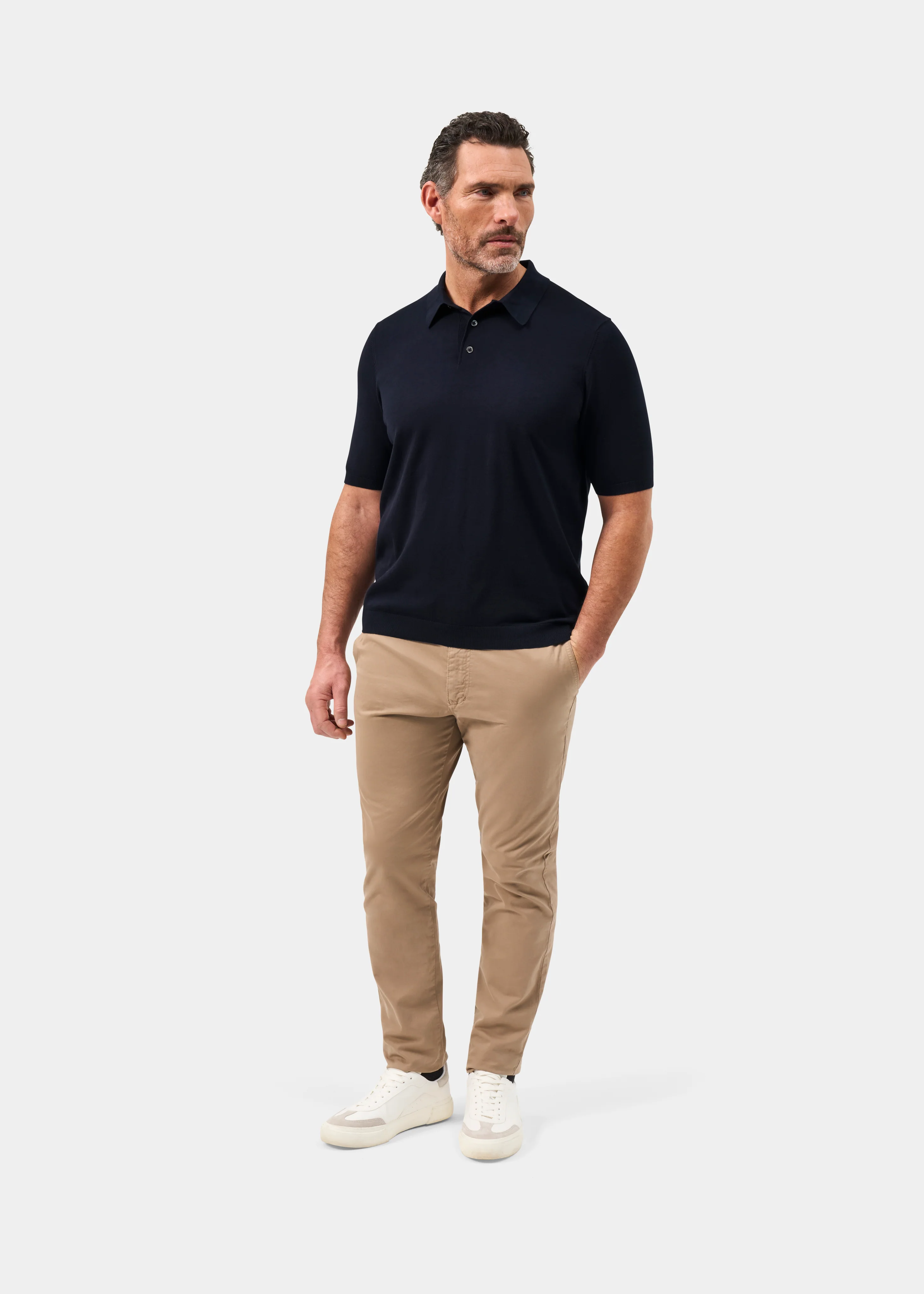 Paignton Cotton Polo Shirt In Dark Navy - Image 4